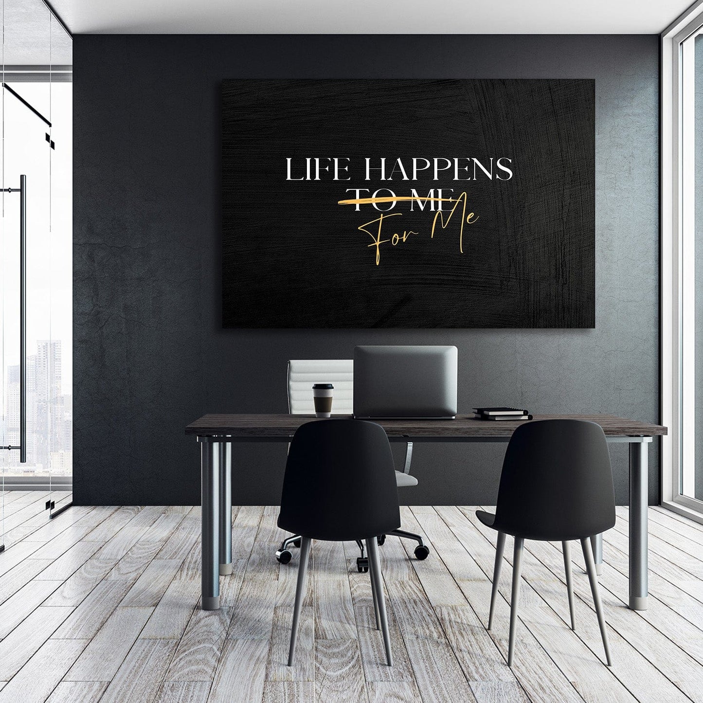 Life Happens FOR Me Quote Wall Art | Inspirational Wall Art Motivational Wall Art Quotes Office Art | Impaktiv Exclusive Canvas Art Landscape