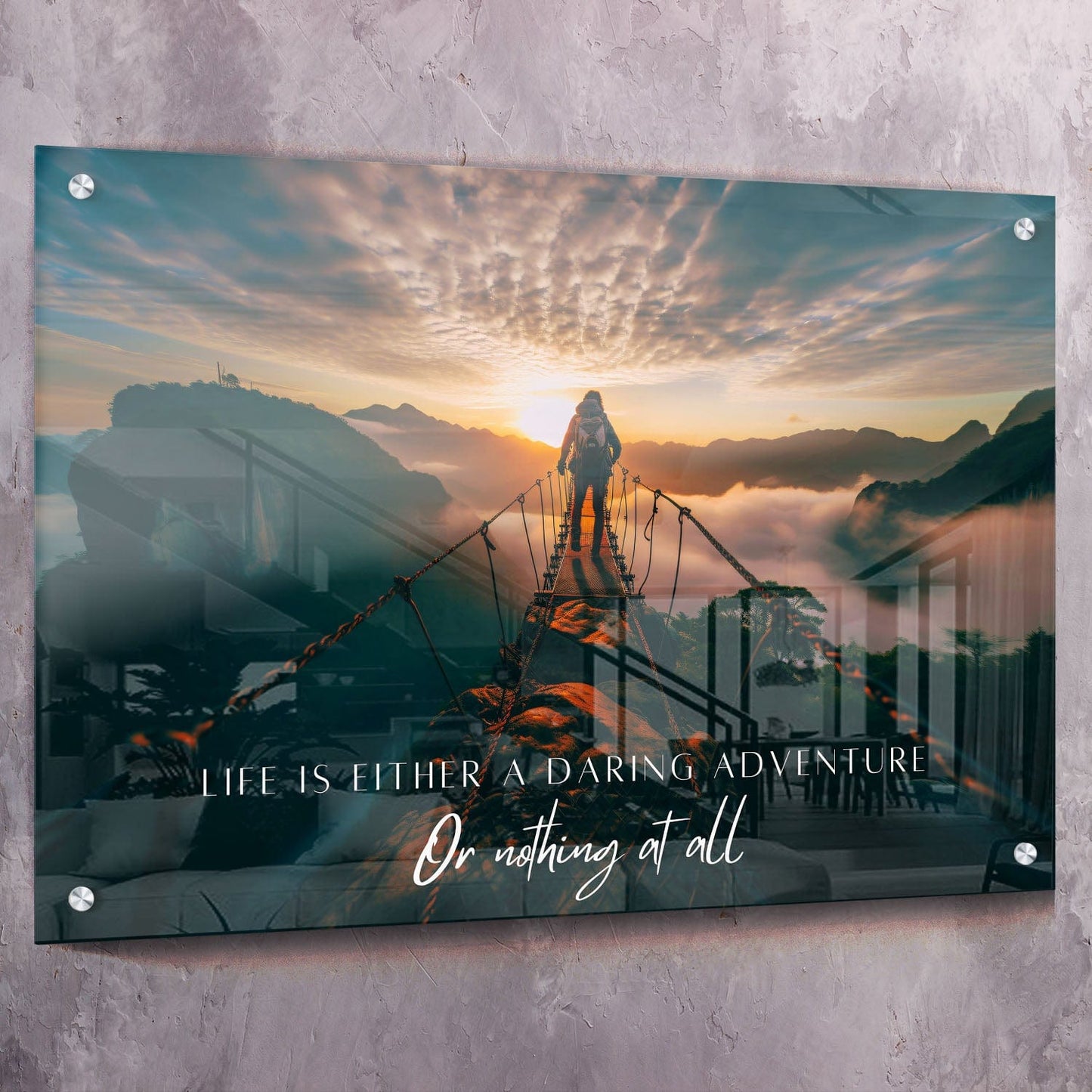 Life is either a daring adventure or nothing at all - Helen Keller Quote Wall Art | Inspirational Wall Art Motivational Wall Art Quotes Office Art | Impaktiv Exclusive Canvas Art Landscape