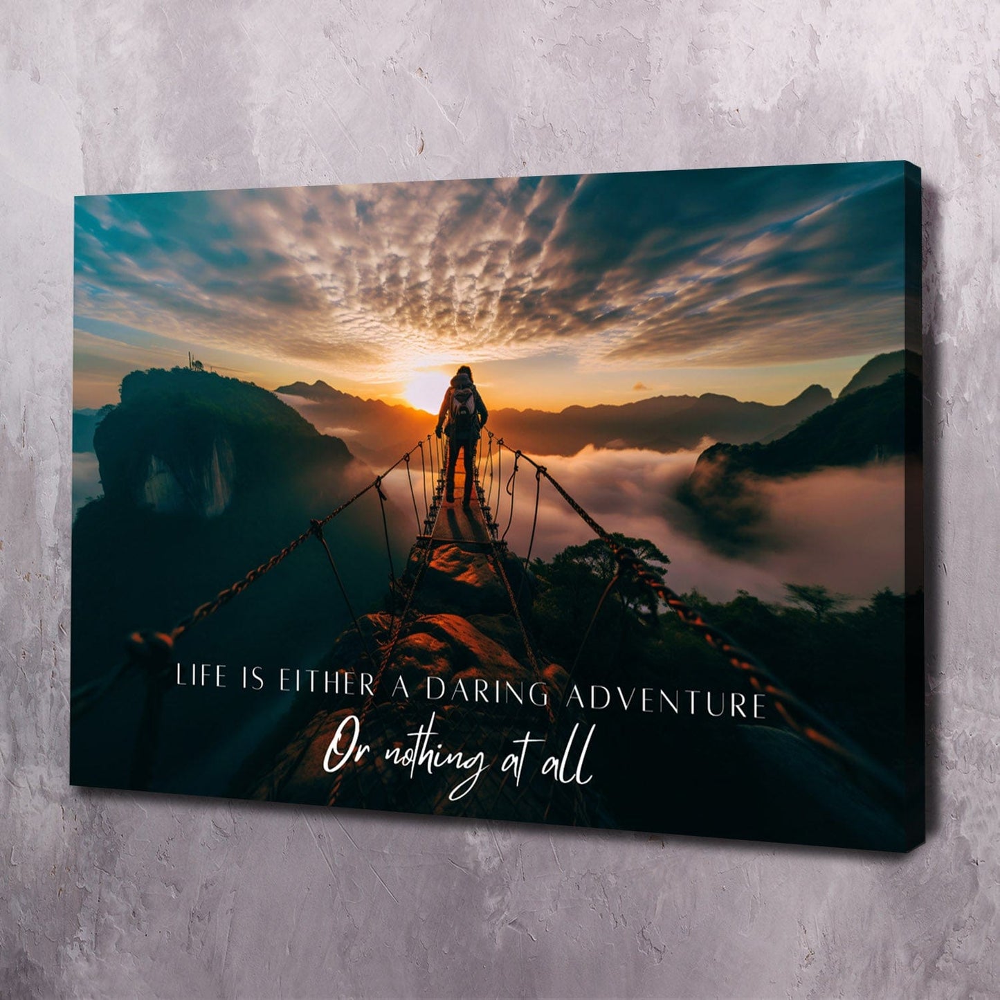 Life is either a daring adventure or nothing at all - Helen Keller Quote Wall Art | Inspirational Wall Art Motivational Wall Art Quotes Office Art | Impaktiv Exclusive Canvas Art Landscape