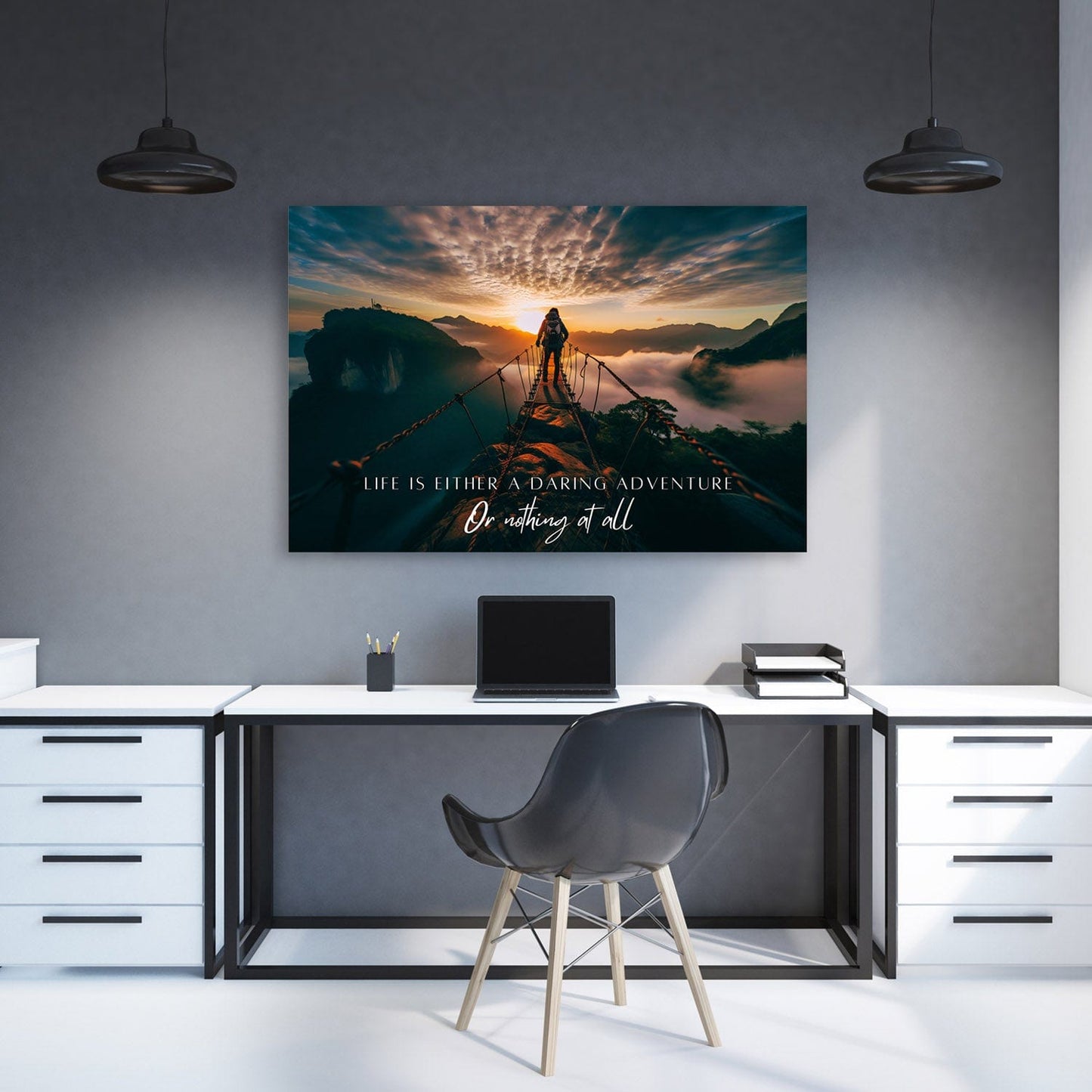 Life is either a daring adventure or nothing at all - Helen Keller Quote Wall Art | Inspirational Wall Art Motivational Wall Art Quotes Office Art | Impaktiv Exclusive Canvas Art Landscape