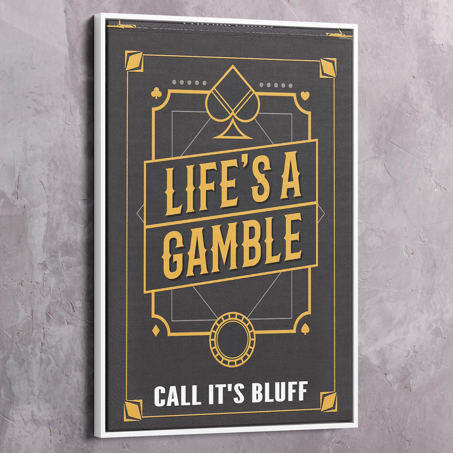 Life's A Gamble Playing Cards Wall Art | Inspirational Wall Art Motivational Wall Art Quotes Office Art | Impaktiv Exclusive Canvas Art Portrait