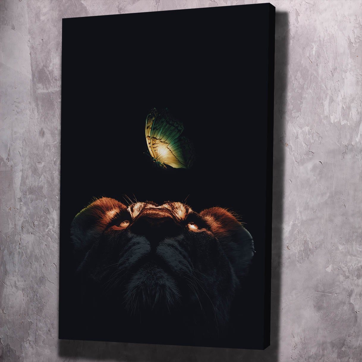 Lion Butterfly Glow Wall Art | Inspirational Wall Art Motivational Wall Art Quotes Office Art | Impaktiv Exclusive Canvas Art Portrait