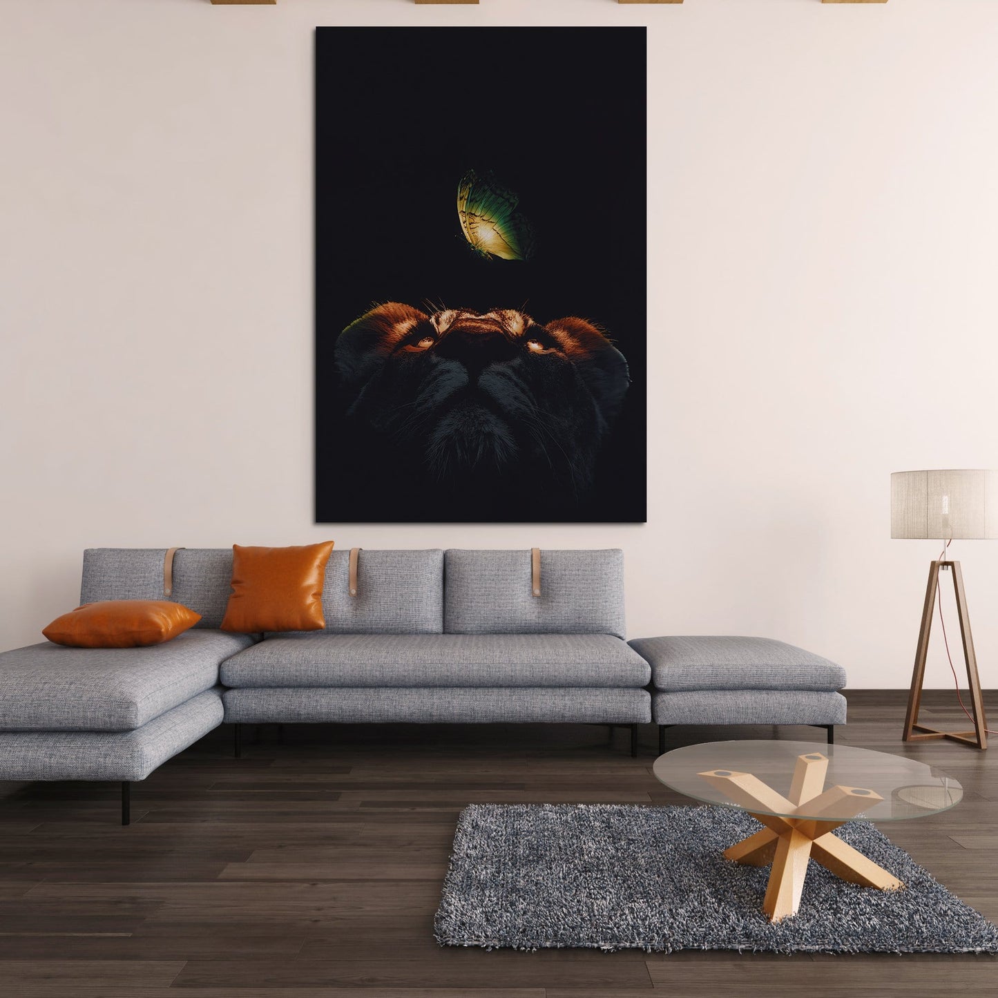 Lion Butterfly Glow Wall Art | Inspirational Wall Art Motivational Wall Art Quotes Office Art | Impaktiv Exclusive Canvas Art Portrait