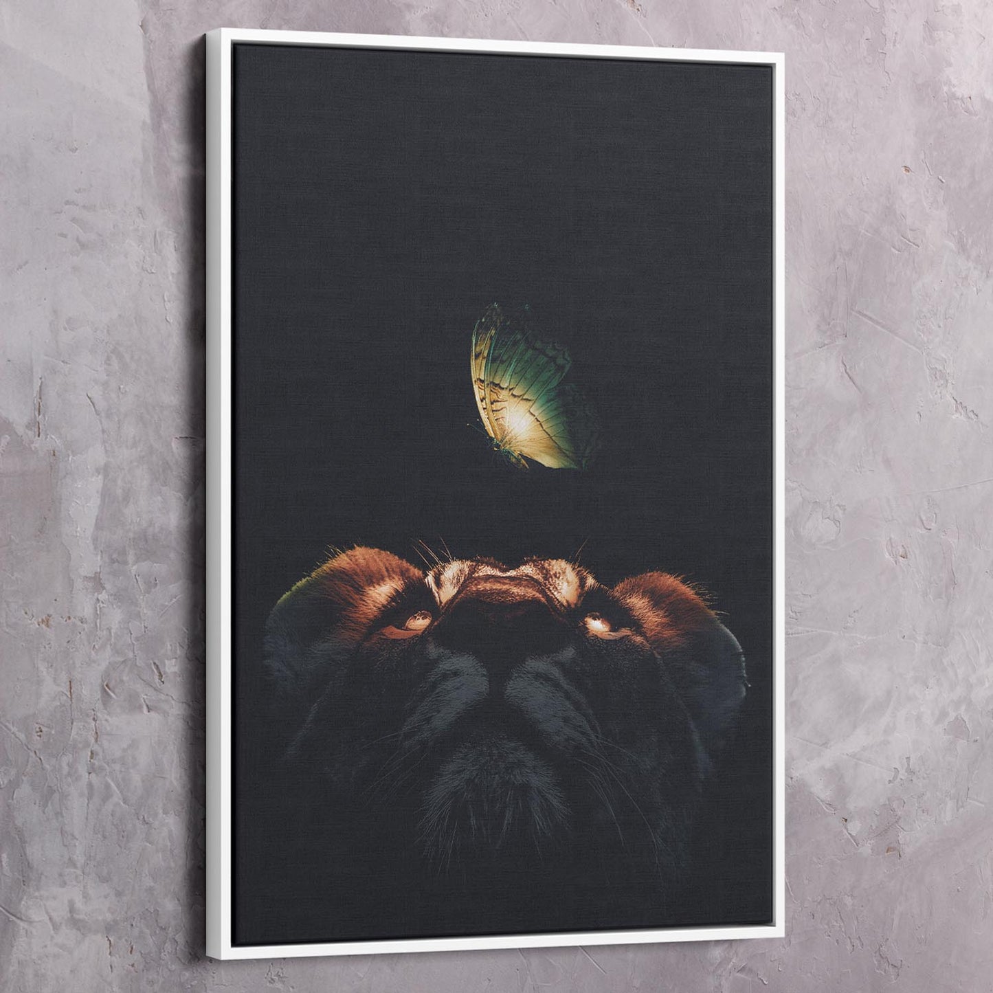 Lion Butterfly Glow Wall Art | Inspirational Wall Art Motivational Wall Art Quotes Office Art | Impaktiv Exclusive Canvas Art Portrait