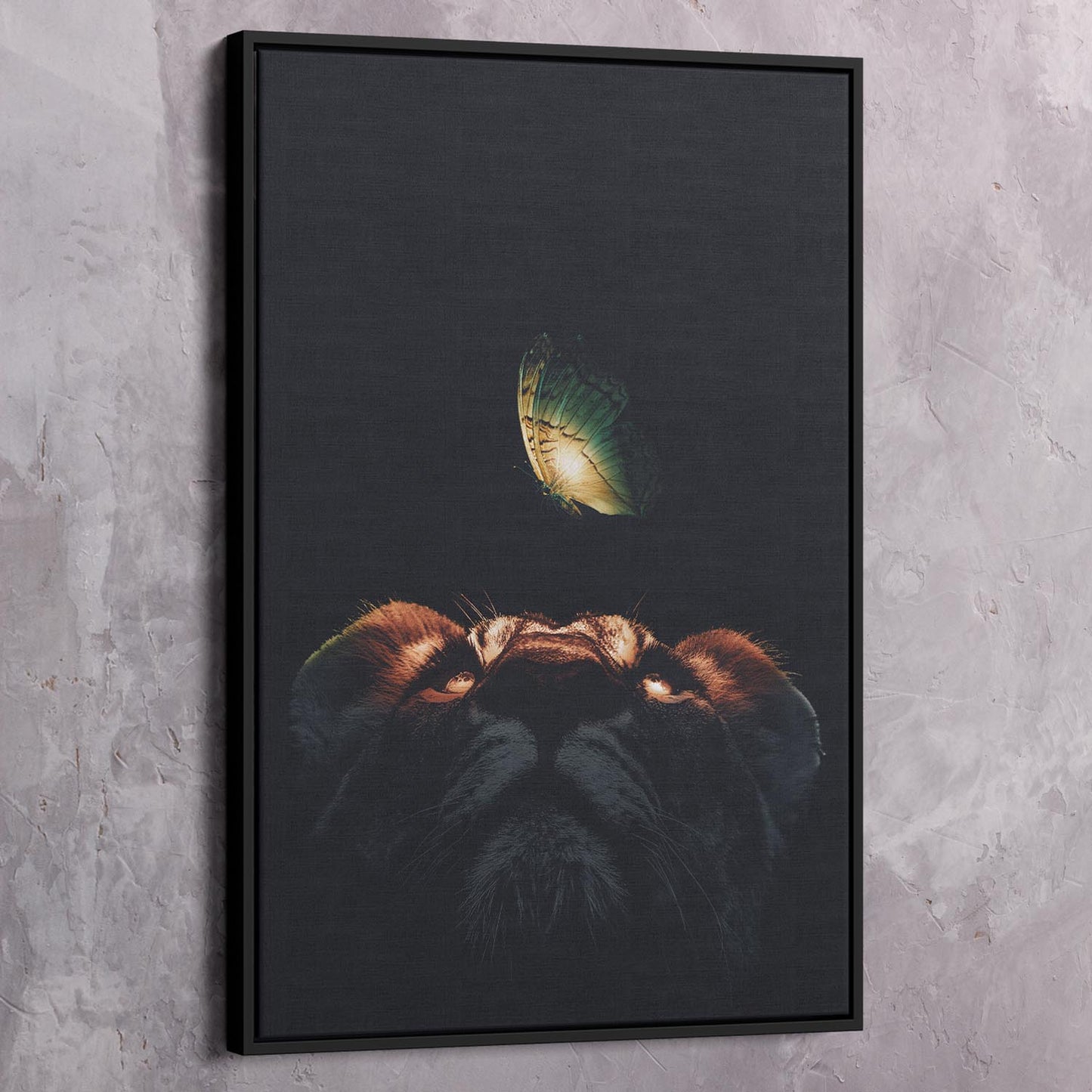 Lion Butterfly Glow Wall Art | Inspirational Wall Art Motivational Wall Art Quotes Office Art | Impaktiv Exclusive Canvas Art Portrait