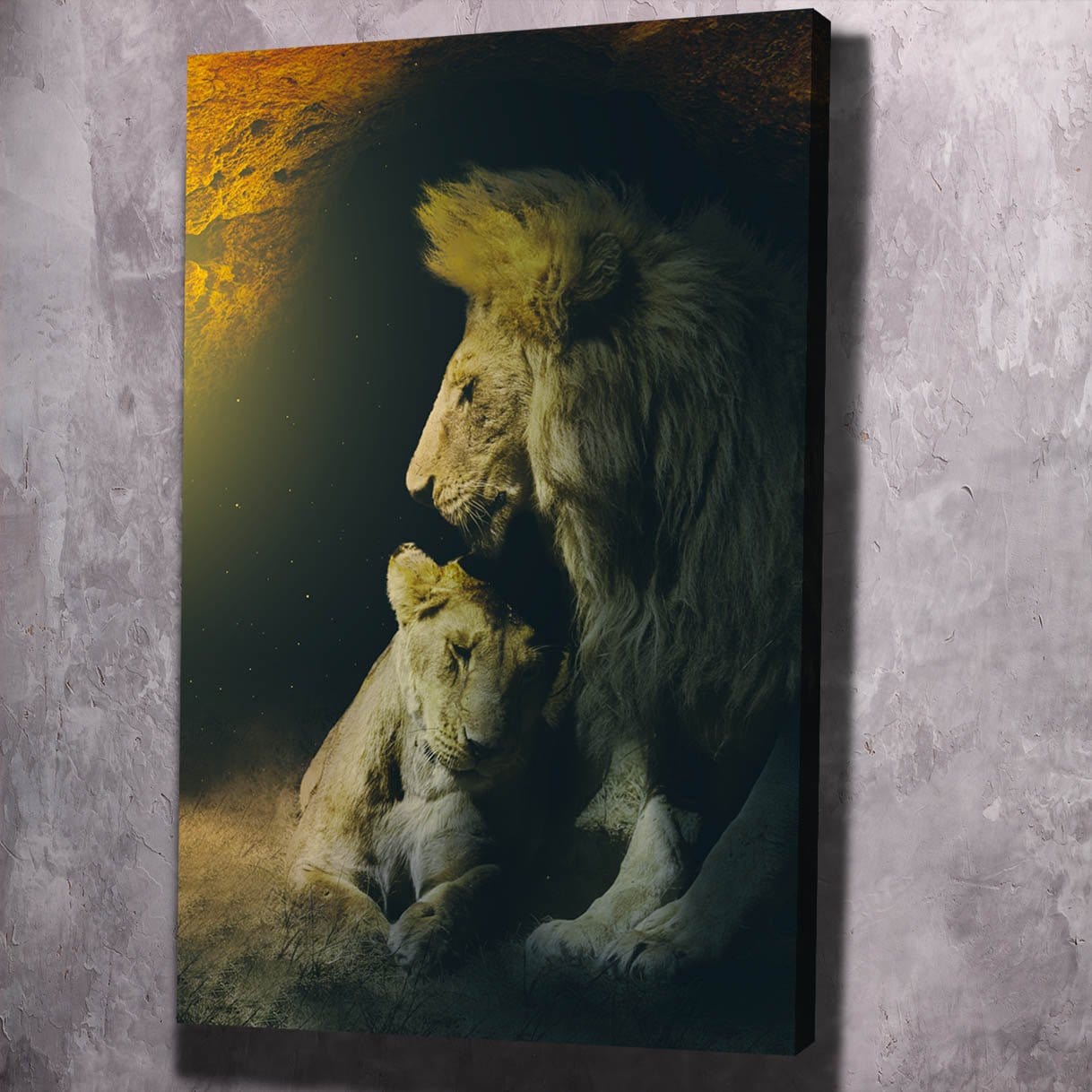 Lion Lovers Cave Wall Art | Inspirational Wall Art Motivational Wall Art Quotes Office Art | Impaktiv Exclusive Canvas Art Portrait