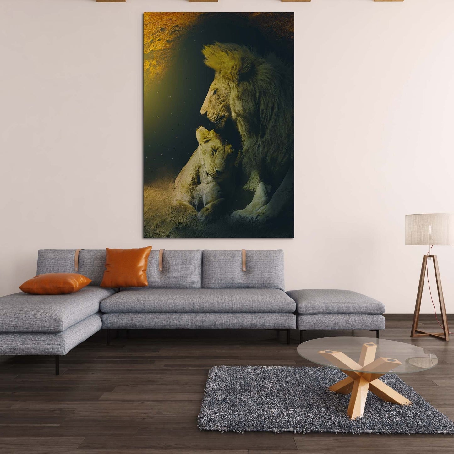 Lion Lovers Cave Wall Art | Inspirational Wall Art Motivational Wall Art Quotes Office Art | Impaktiv Exclusive Canvas Art Portrait