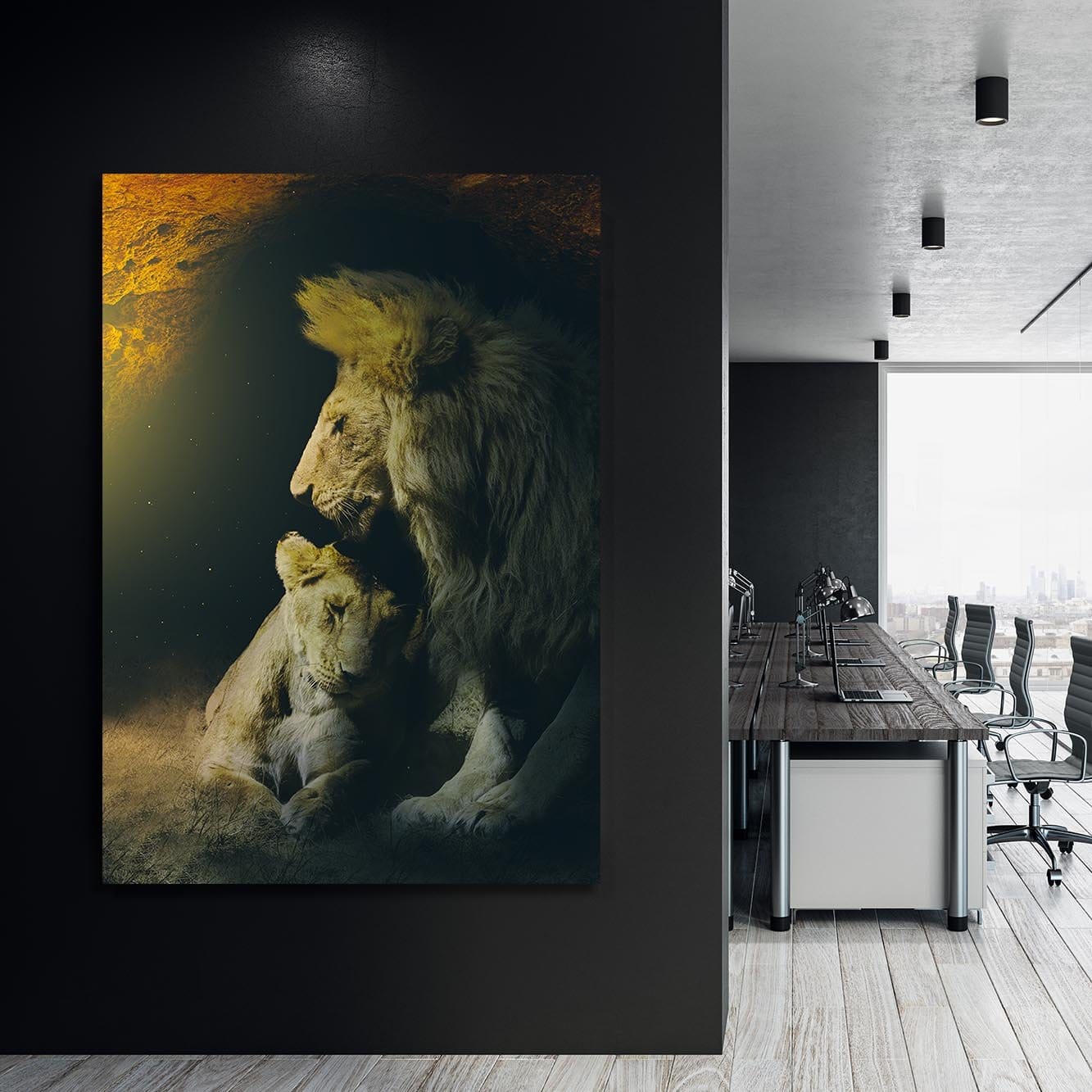 Lion Lovers Cave Wall Art | Inspirational Wall Art Motivational Wall Art Quotes Office Art | Impaktiv Exclusive Canvas Art Portrait
