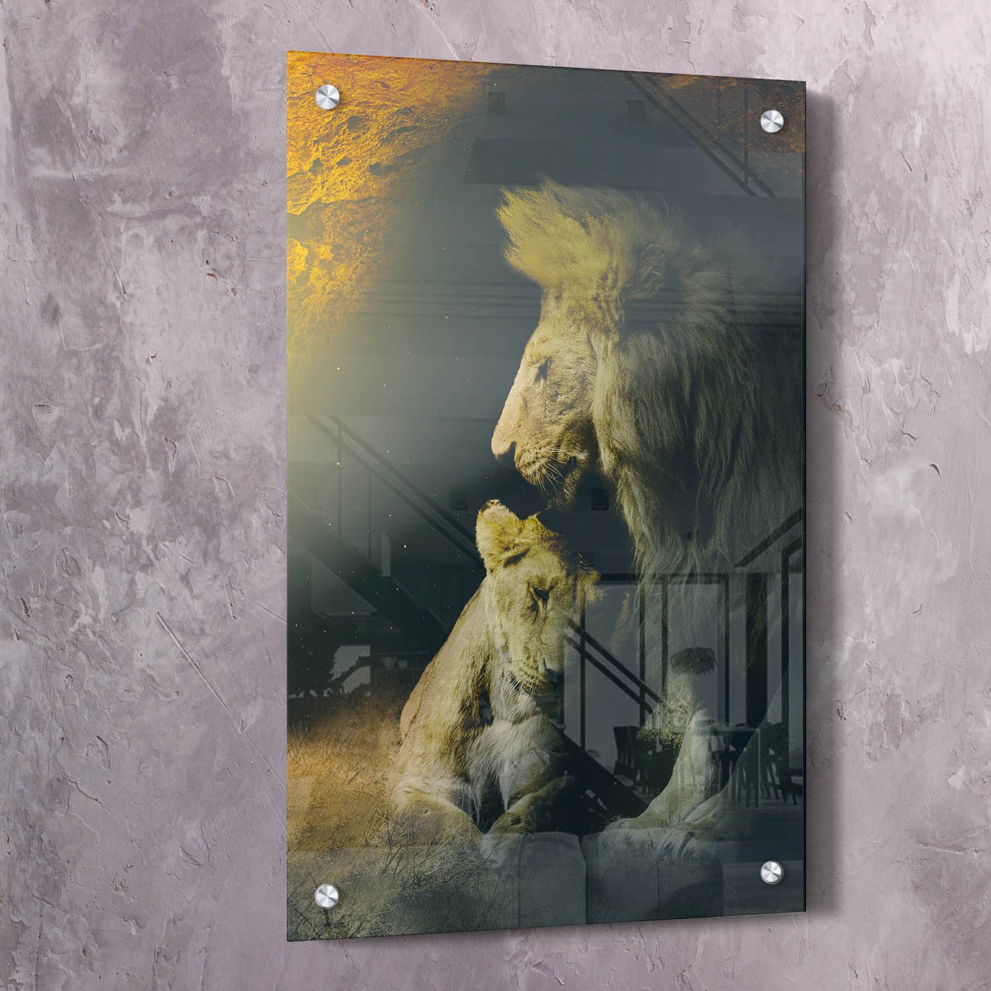 Lion Lovers Cave Wall Art | Inspirational Wall Art Motivational Wall Art Quotes Office Art | Impaktiv Exclusive Canvas Art Portrait