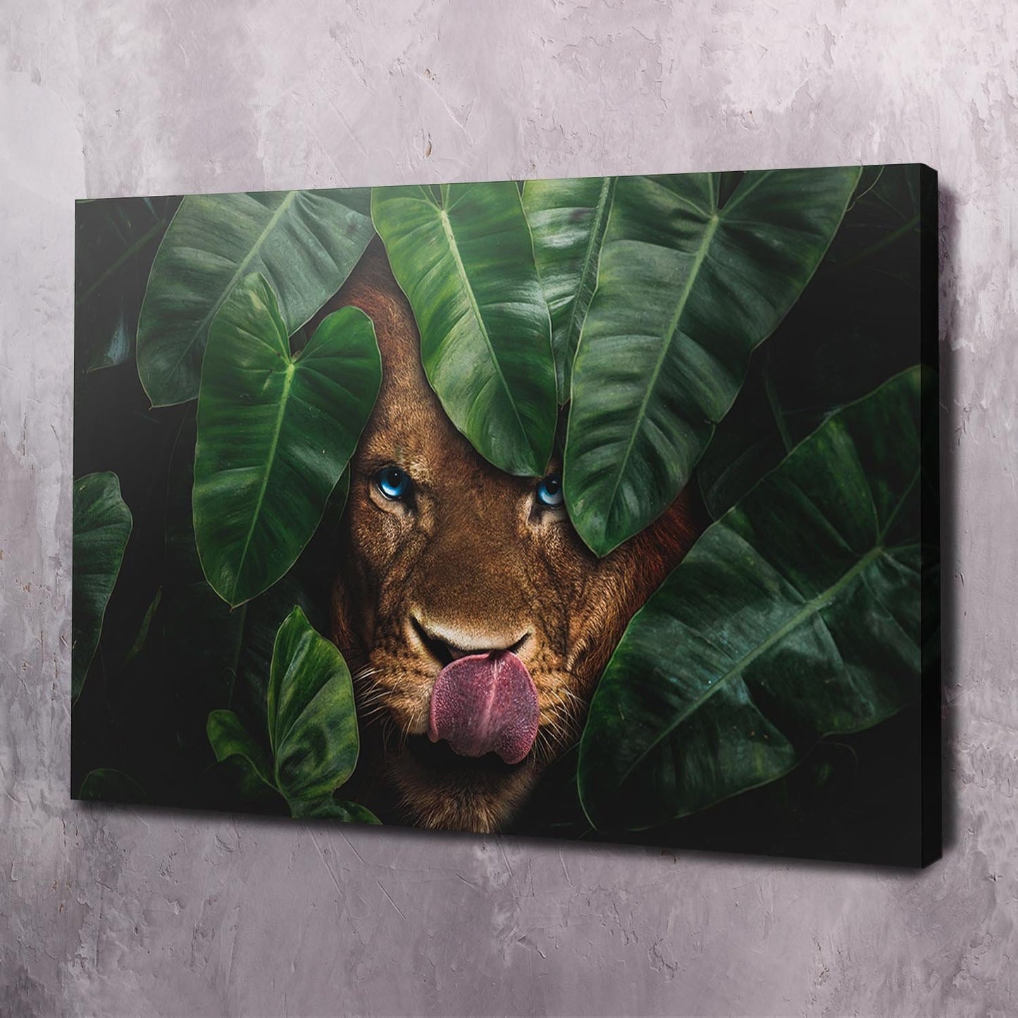 Lion Tropical Leaves Wall Art | Inspirational Wall Art Motivational Wall Art Quotes Office Art | Impaktiv Exclusive Canvas Art Landscape
