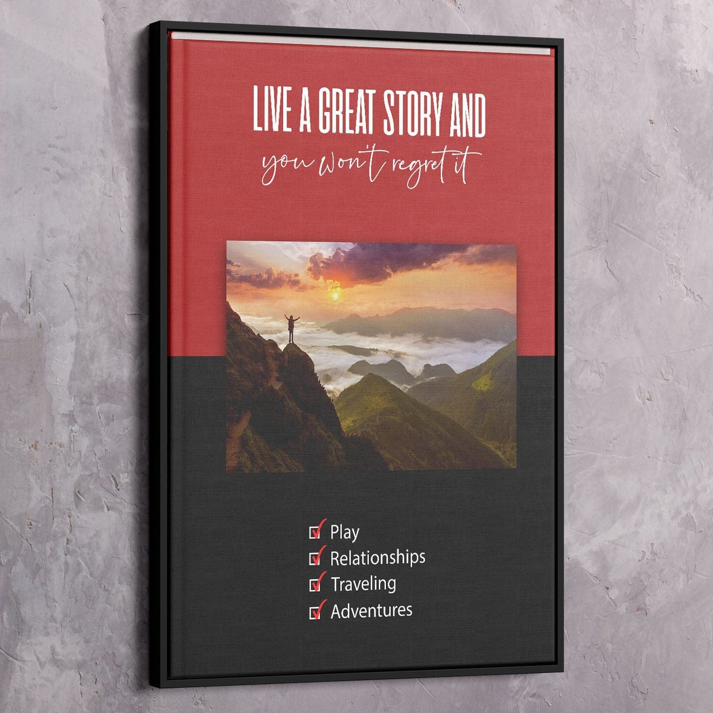 Live a Great Story Wall Art | Inspirational Wall Art Motivational Wall Art Quotes Office Art | Impaktiv Exclusive Canvas Art Portrait