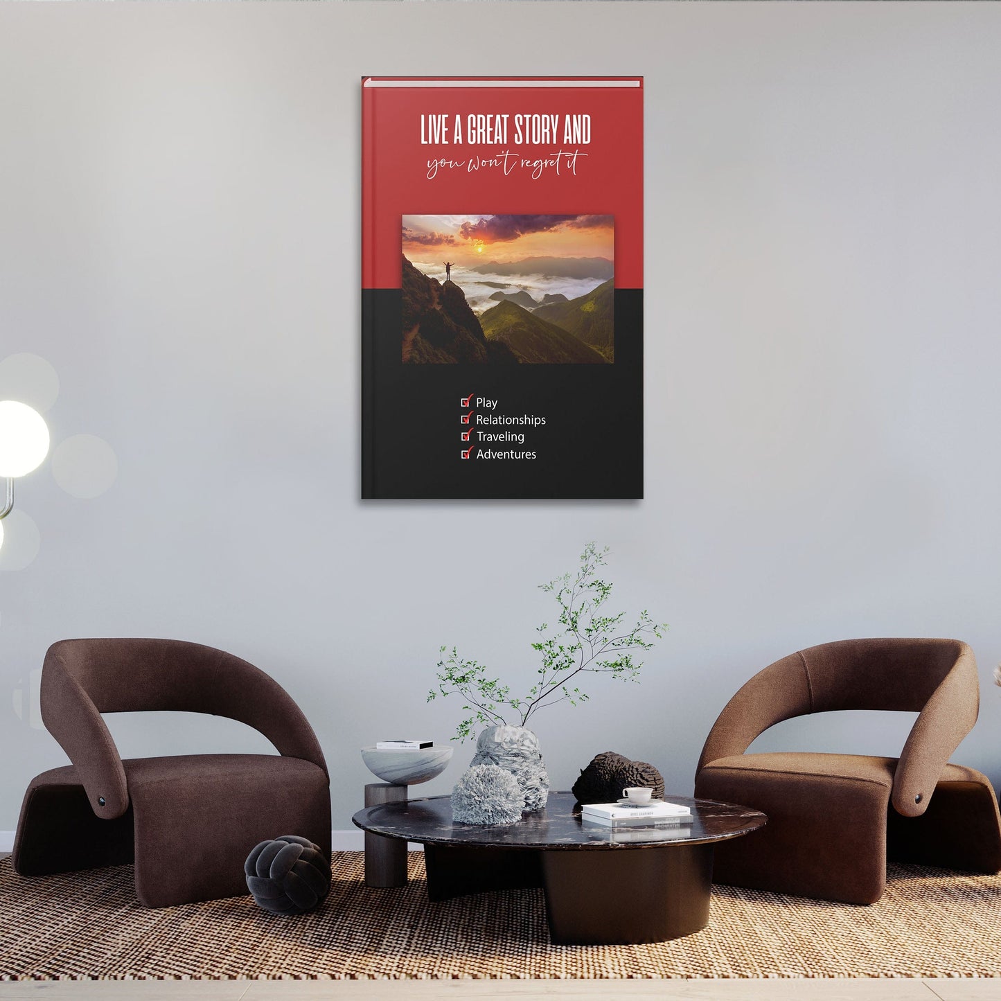 Live a Great Story Wall Art | Inspirational Wall Art Motivational Wall Art Quotes Office Art | Impaktiv Exclusive Canvas Art Portrait