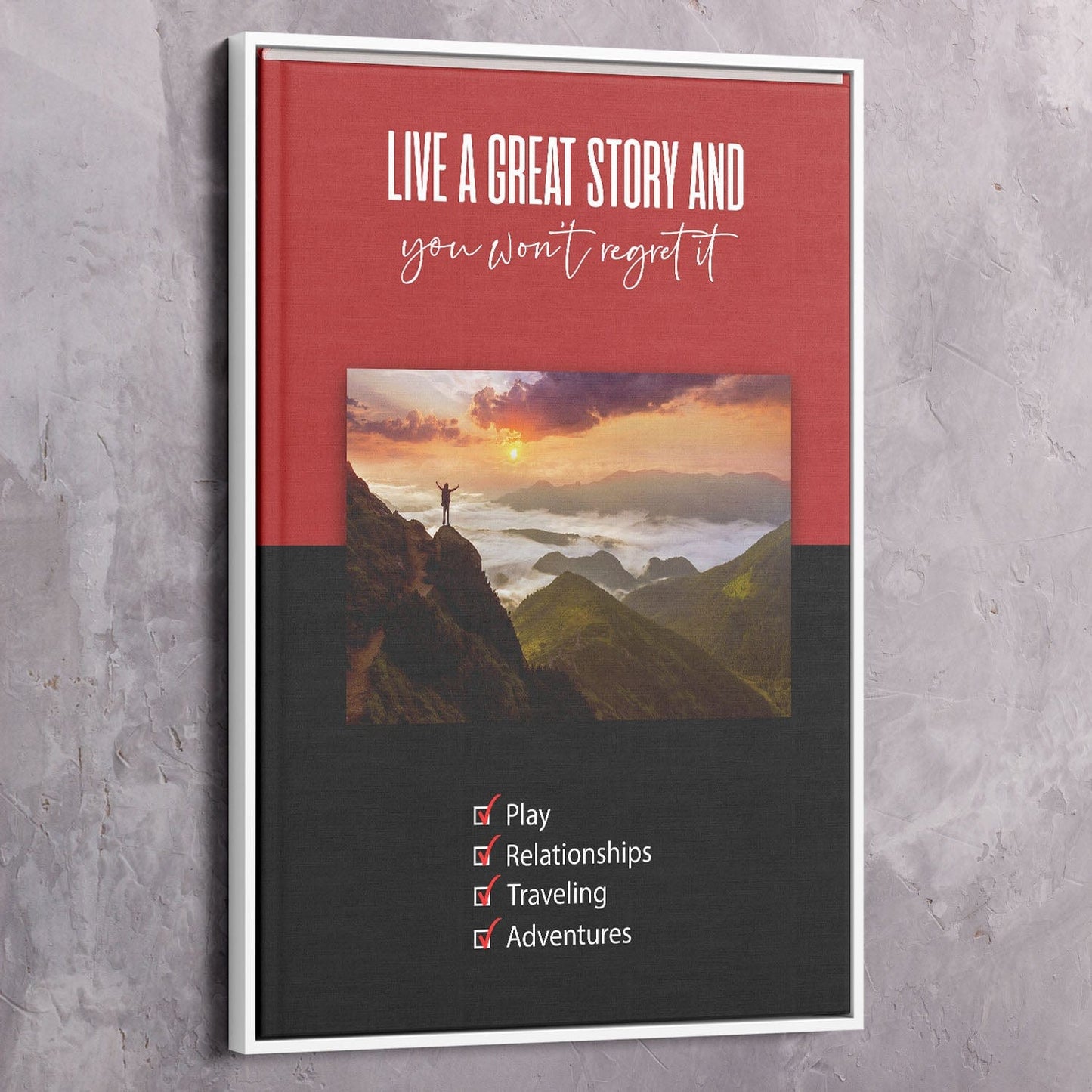 Live a Great Story Wall Art | Inspirational Wall Art Motivational Wall Art Quotes Office Art | Impaktiv Exclusive Canvas Art Portrait