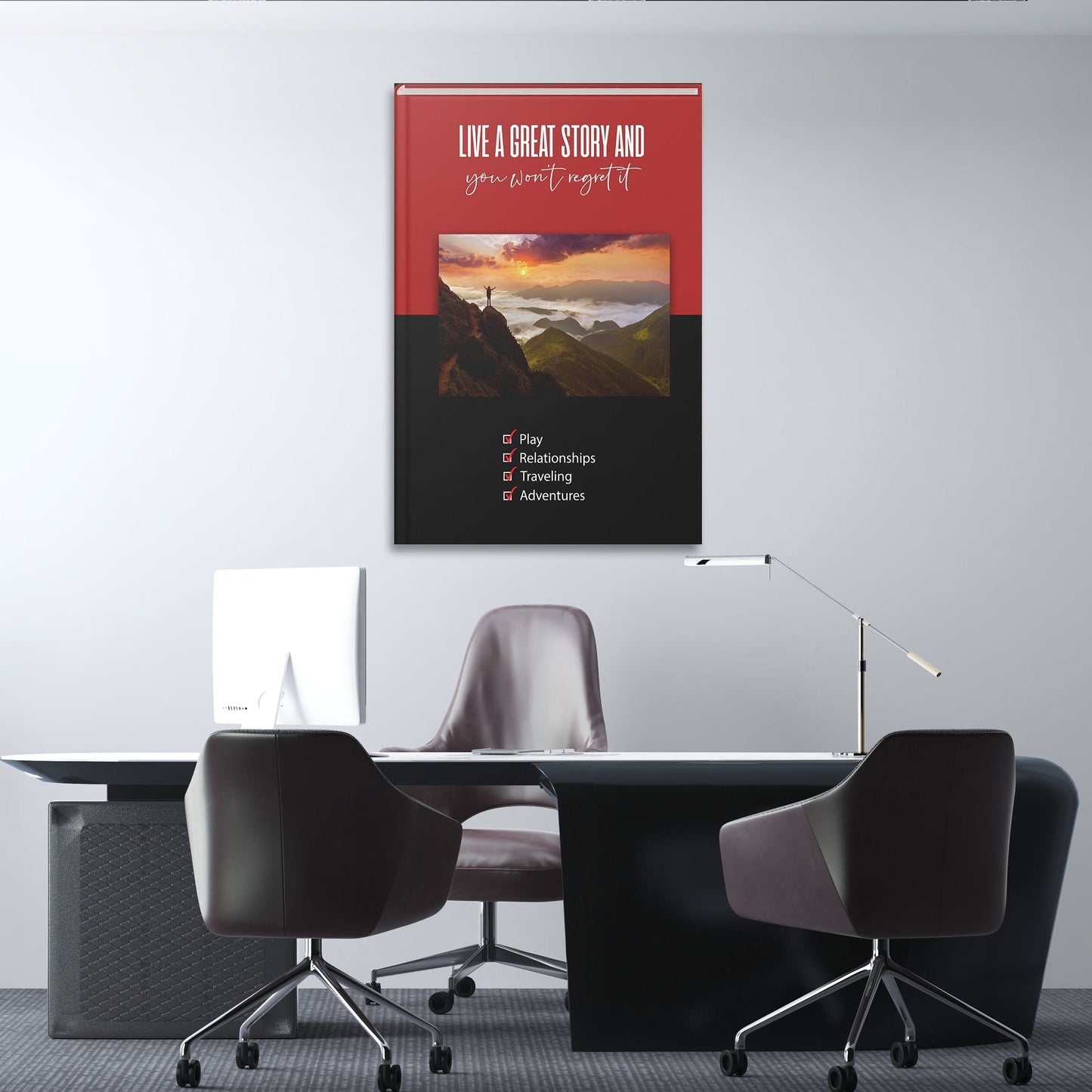 Live a Great Story Wall Art | Inspirational Wall Art Motivational Wall Art Quotes Office Art | Impaktiv Exclusive Canvas Art Portrait