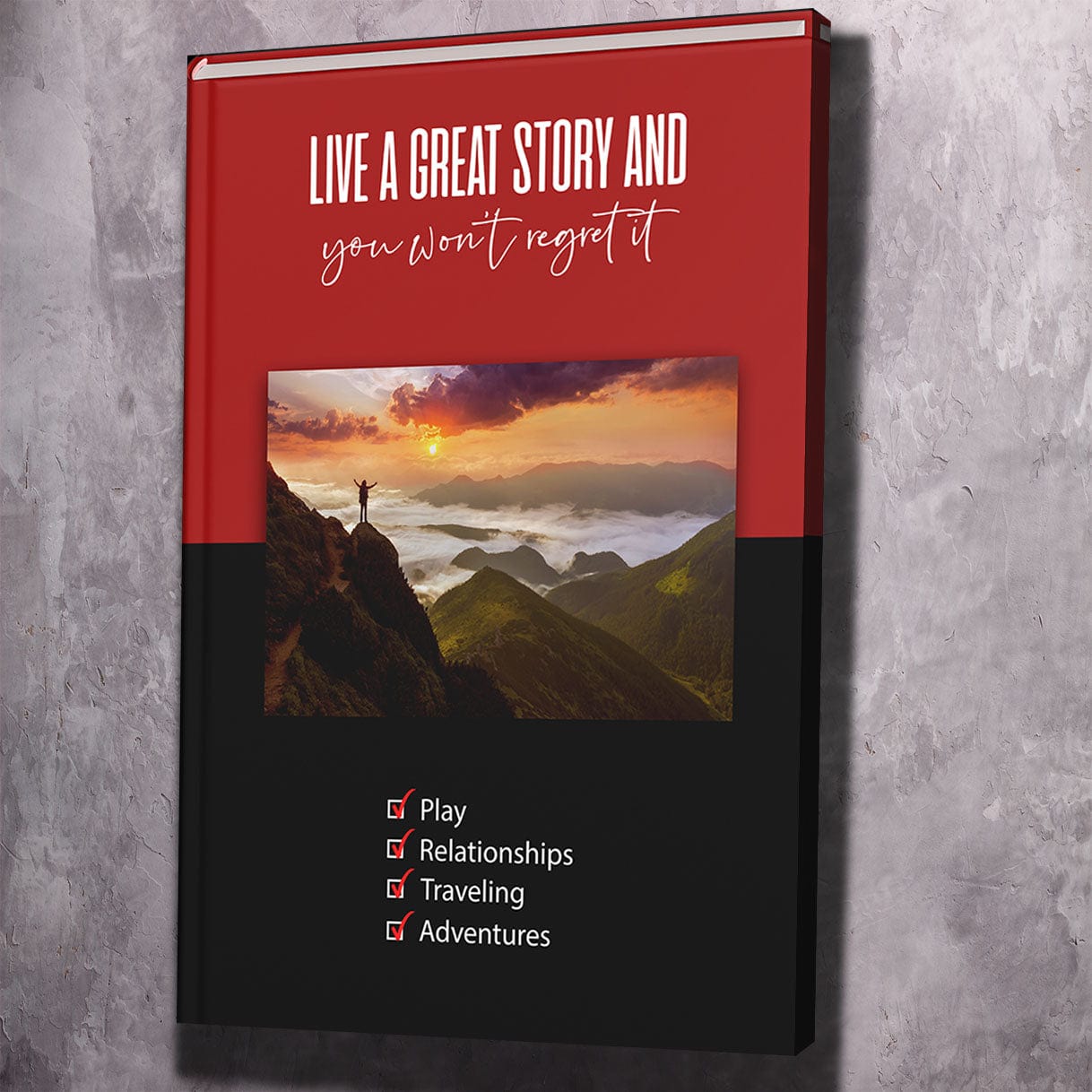 Live a Great Story Wall Art | Inspirational Wall Art Motivational Wall Art Quotes Office Art | Impaktiv Exclusive Canvas Art Portrait