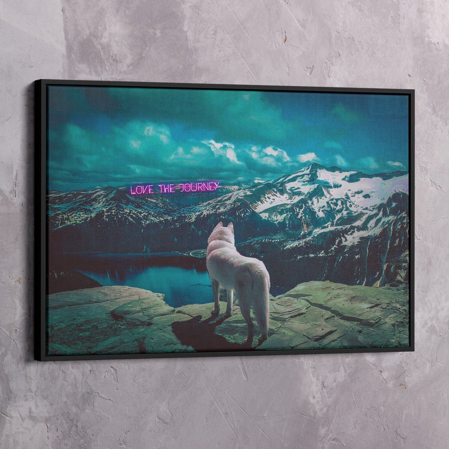 Love The Journey Wolf Wall Art | Inspirational Wall Art Motivational Wall Art Quotes Office Art | Impaktiv Exclusive Canvas Art Landscape