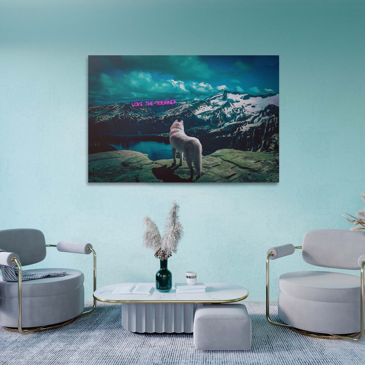 Love The Journey Wolf Wall Art | Inspirational Wall Art Motivational Wall Art Quotes Office Art | Impaktiv Exclusive Canvas Art Landscape