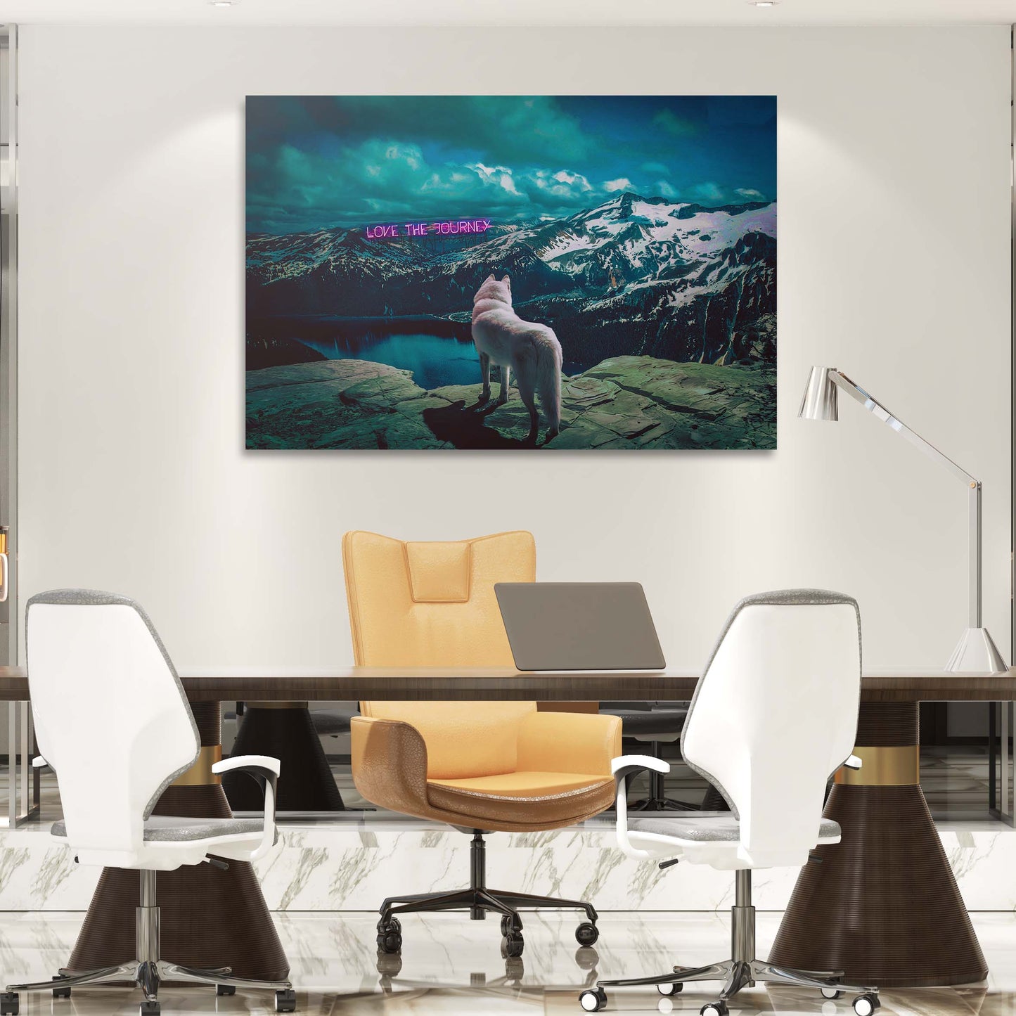 Love The Journey Wolf Wall Art | Inspirational Wall Art Motivational Wall Art Quotes Office Art | Impaktiv Exclusive Canvas Art Landscape