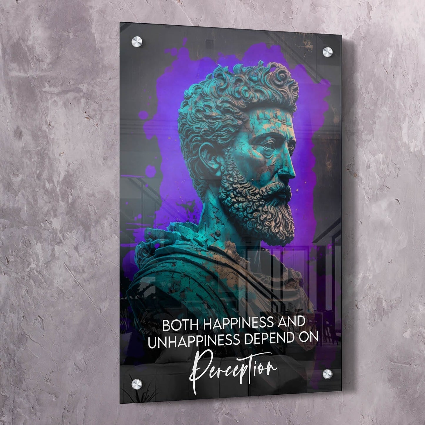 Marcus Aurelius - Perception Quote Wall Art | Inspirational Wall Art Motivational Wall Art Quotes Office Art | Impaktiv Exclusive Canvas Art Portrait