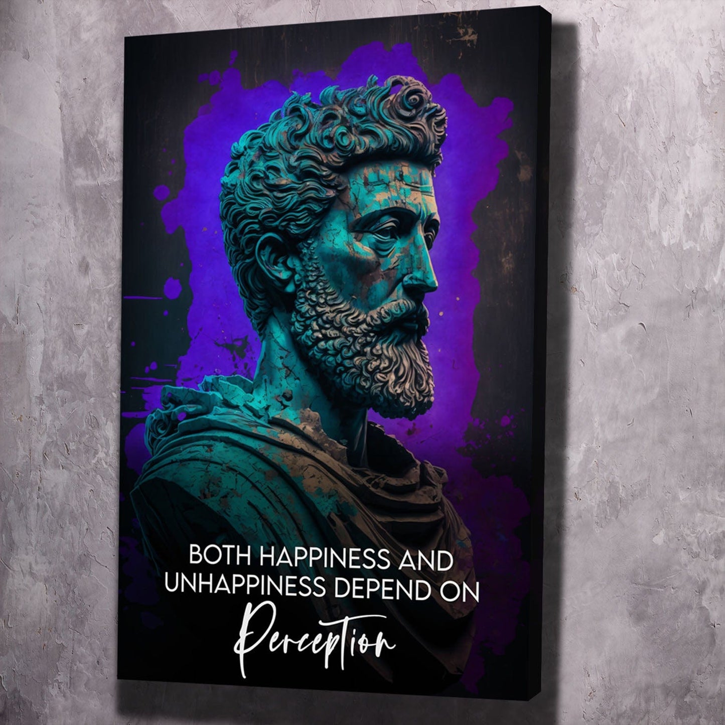 Marcus Aurelius - Perception Quote Wall Art | Inspirational Wall Art Motivational Wall Art Quotes Office Art | Impaktiv Exclusive Canvas Art Portrait