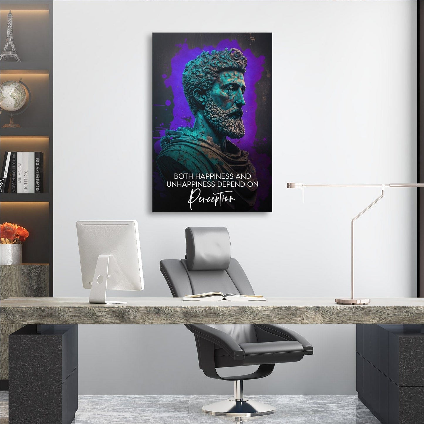 Marcus Aurelius - Perception Quote Wall Art | Inspirational Wall Art Motivational Wall Art Quotes Office Art | Impaktiv Exclusive Canvas Art Portrait