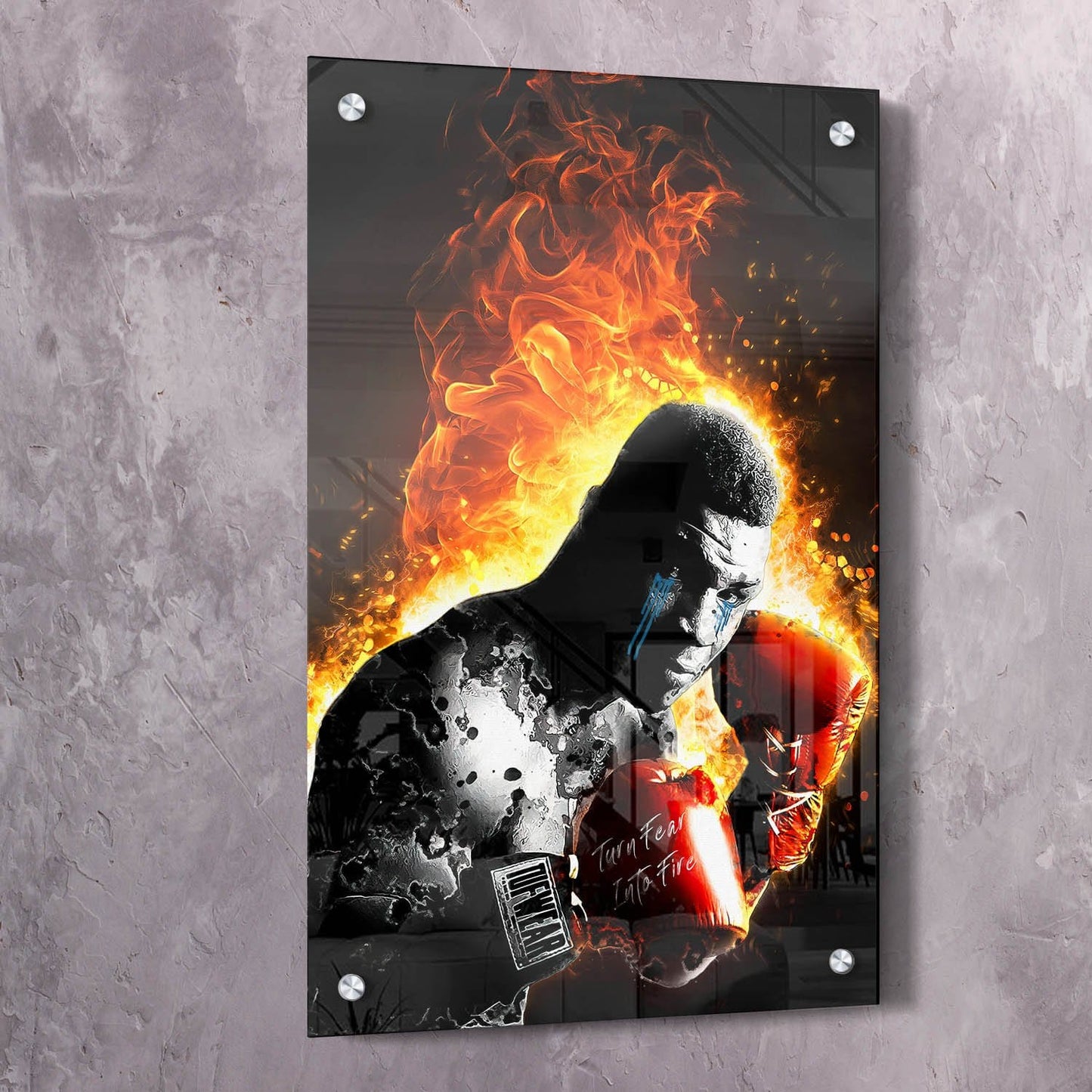 Mike Tyson Turn Fear Into Fire Wall Art | Inspirational Wall Art Motivational Wall Art Quotes Office Art | Impaktiv Exclusive Canvas Art Portrait