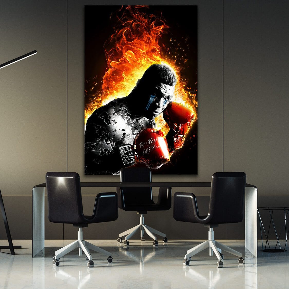 Mike Tyson Turn Fear Into Fire Wall Art | Inspirational Wall Art Motivational Wall Art Quotes Office Art | Impaktiv Exclusive Canvas Art Portrait