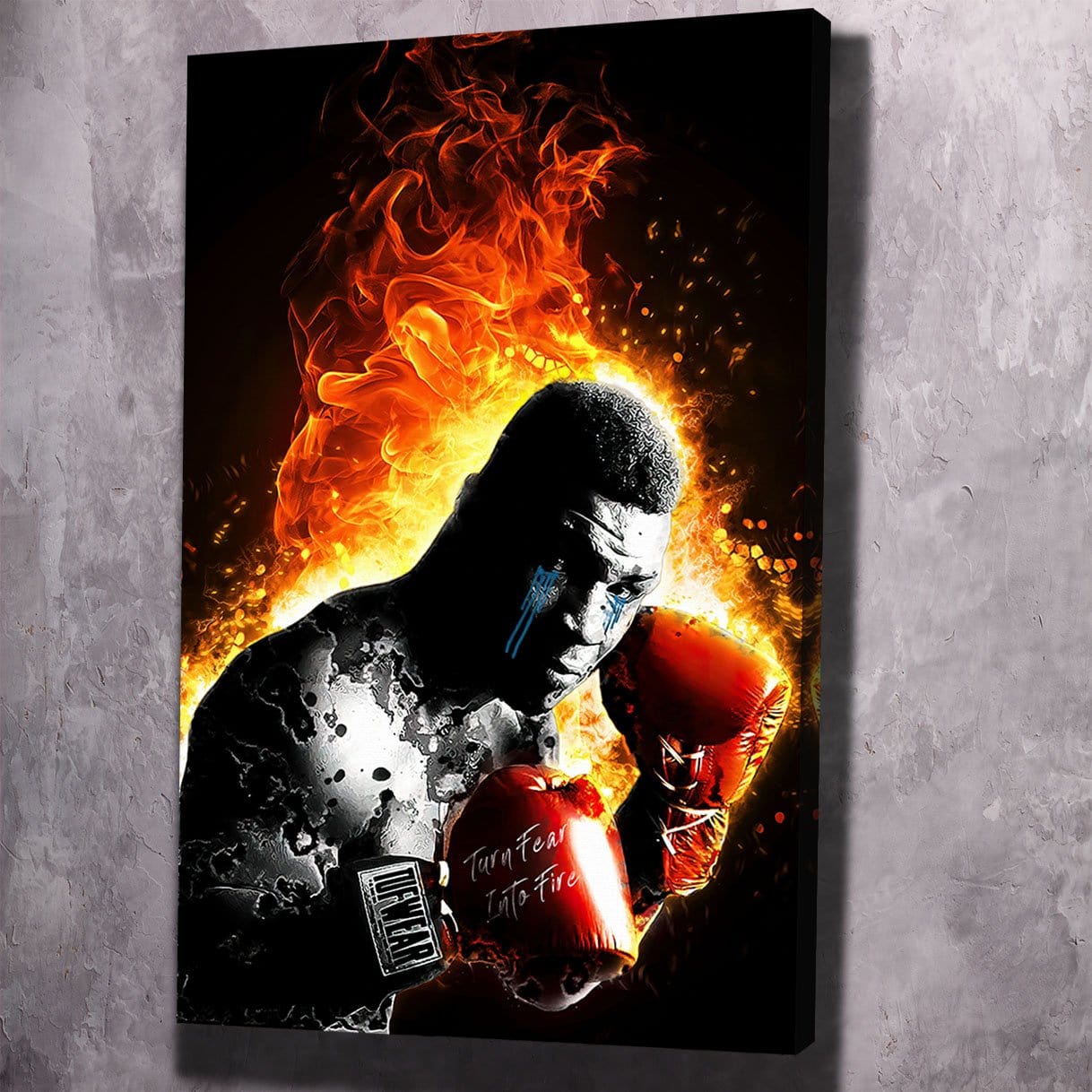Mike Tyson Turn Fear Into Fire Wall Art | Inspirational Wall Art Motivational Wall Art Quotes Office Art | Impaktiv Exclusive Canvas Art Portrait