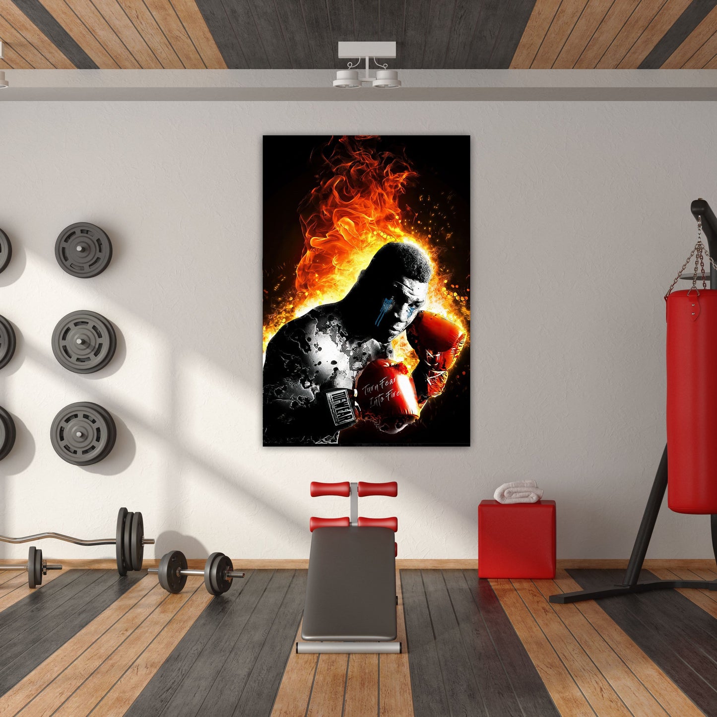 Mike Tyson Turn Fear Into Fire Wall Art | Inspirational Wall Art Motivational Wall Art Quotes Office Art | Impaktiv Exclusive Canvas Art Portrait