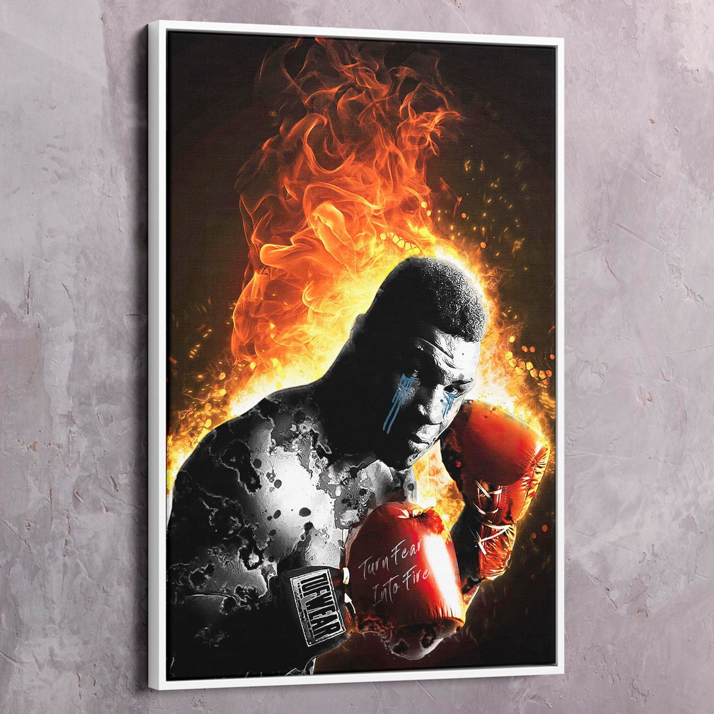 Mike Tyson Turn Fear Into Fire Wall Art | Inspirational Wall Art Motivational Wall Art Quotes Office Art | Impaktiv Exclusive Canvas Art Portrait