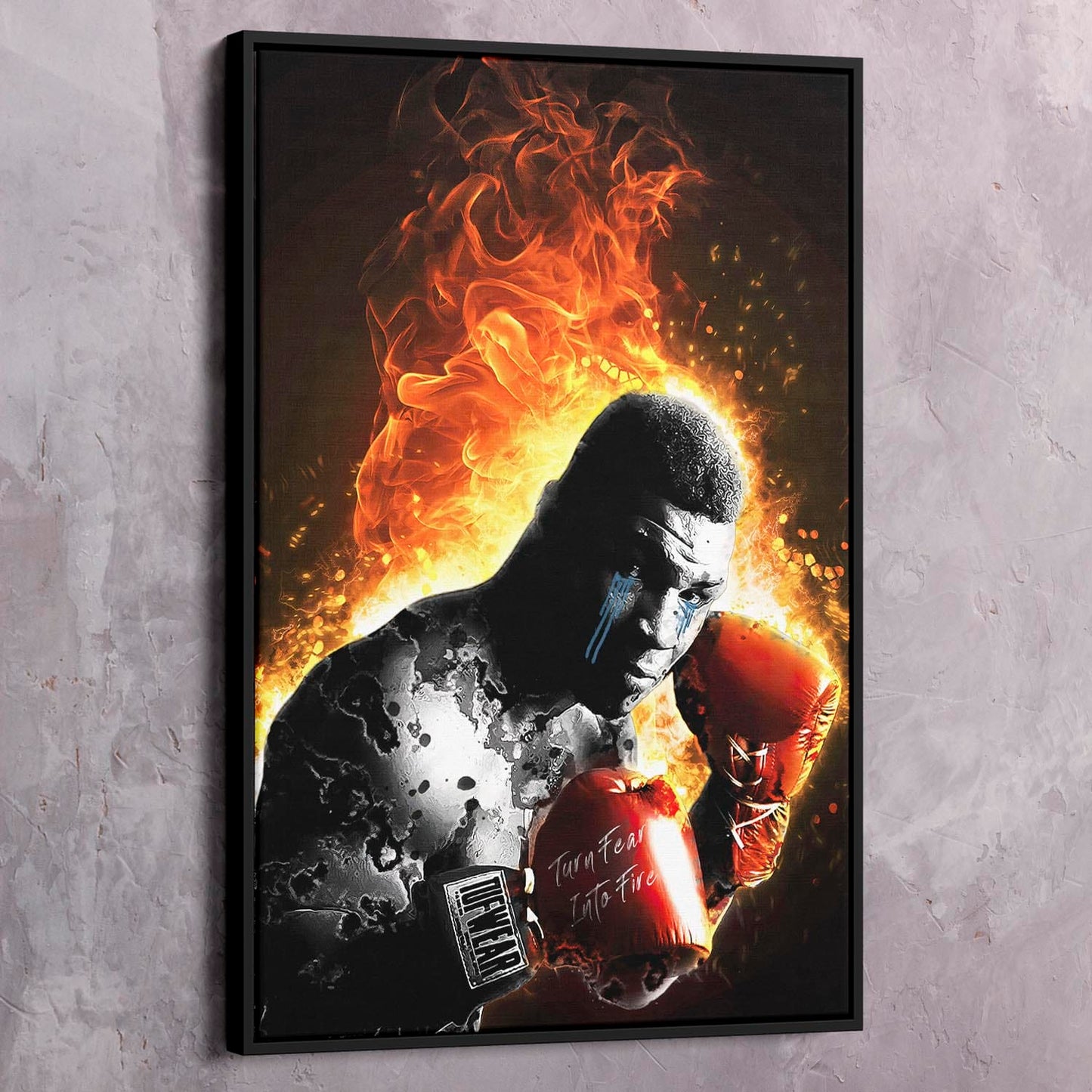 Mike Tyson Turn Fear Into Fire Wall Art | Inspirational Wall Art Motivational Wall Art Quotes Office Art | Impaktiv Exclusive Canvas Art Portrait