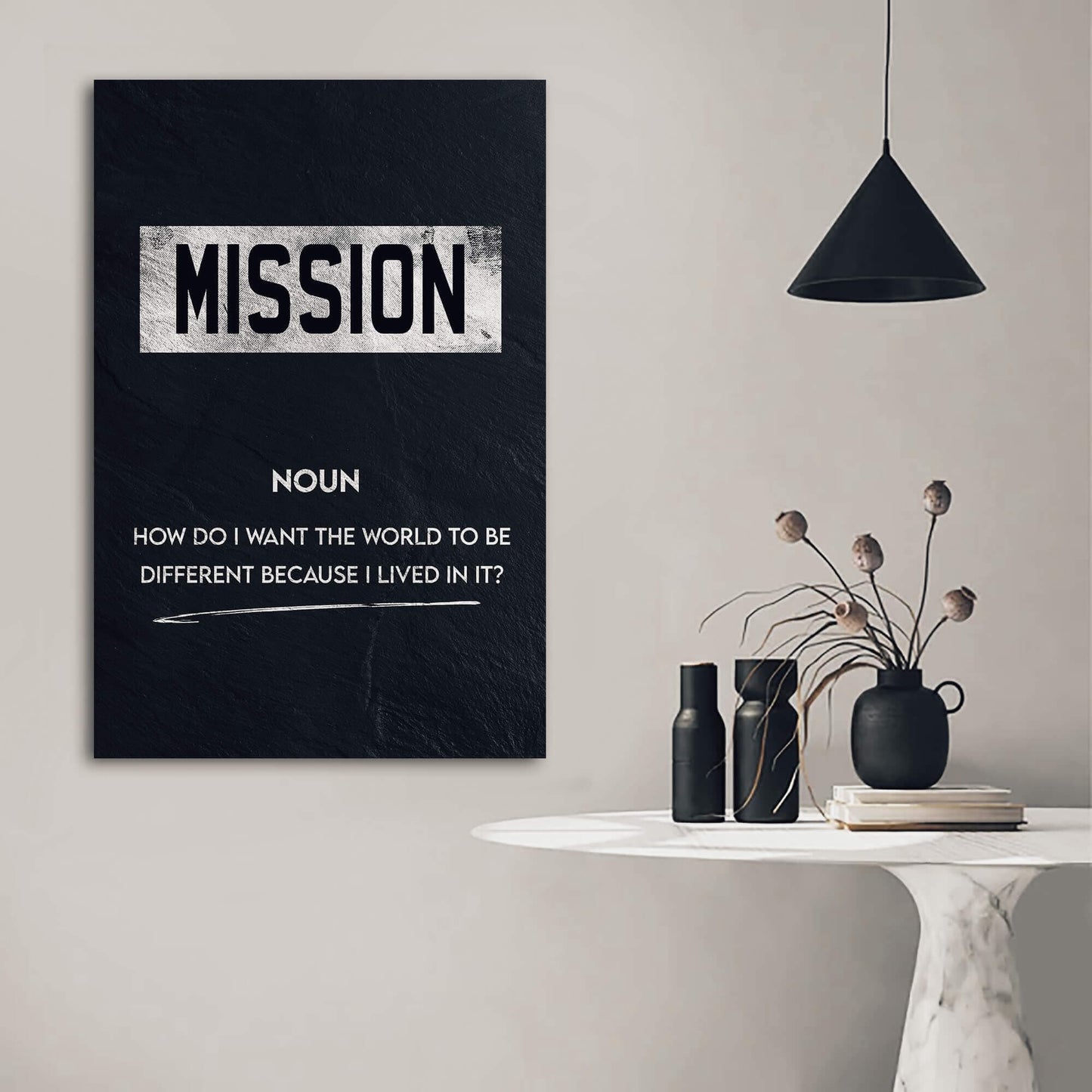 Mission Meaning Wall Art | Inspirational Wall Art Motivational Wall Art Quotes Office Art | Impaktiv Exclusive Canvas Art Portrait