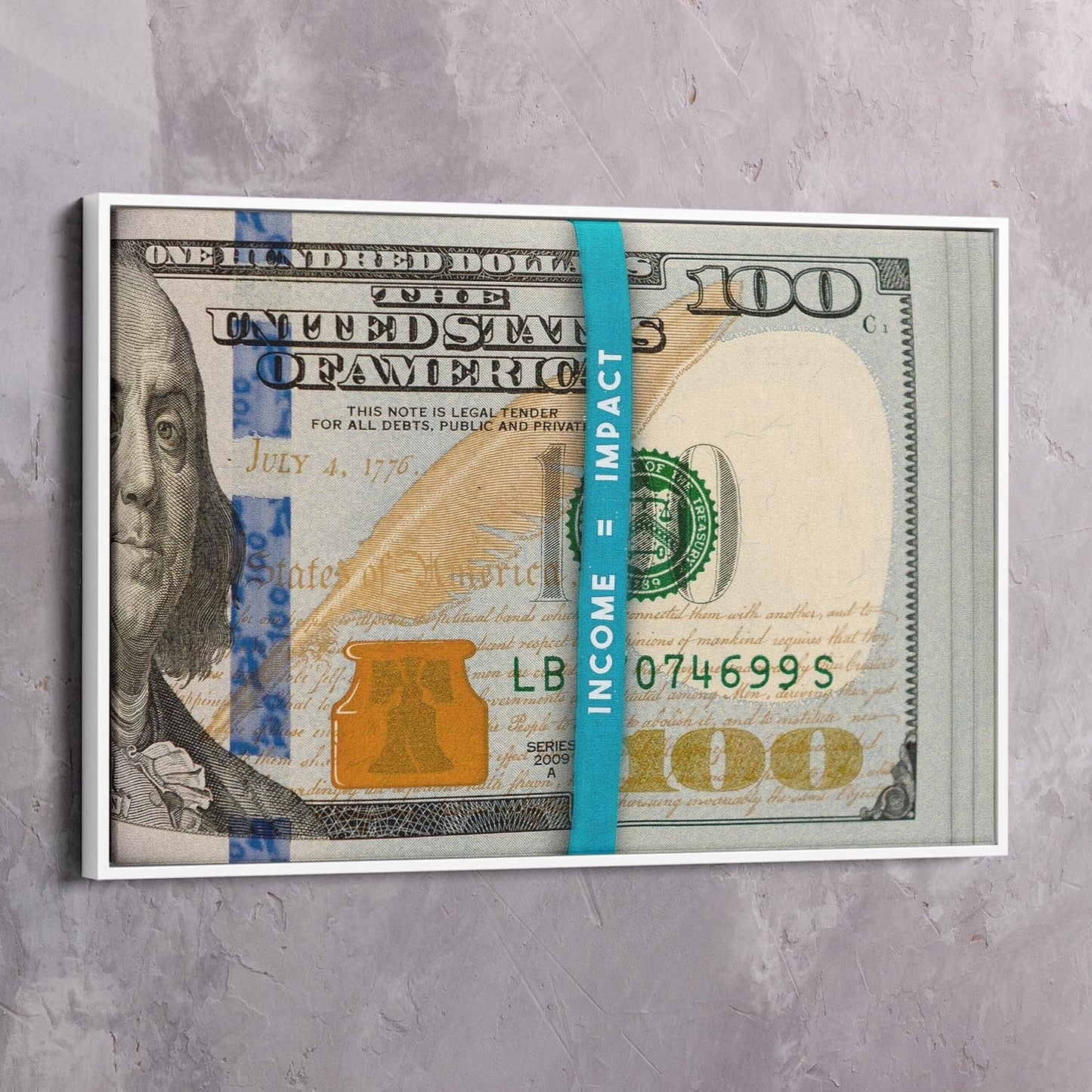 Money Rubber Band - Income = Impact Wall Art | Inspirational Wall Art Motivational Wall Art Quotes Office Art | Impaktiv Exclusive Canvas Art Landscape