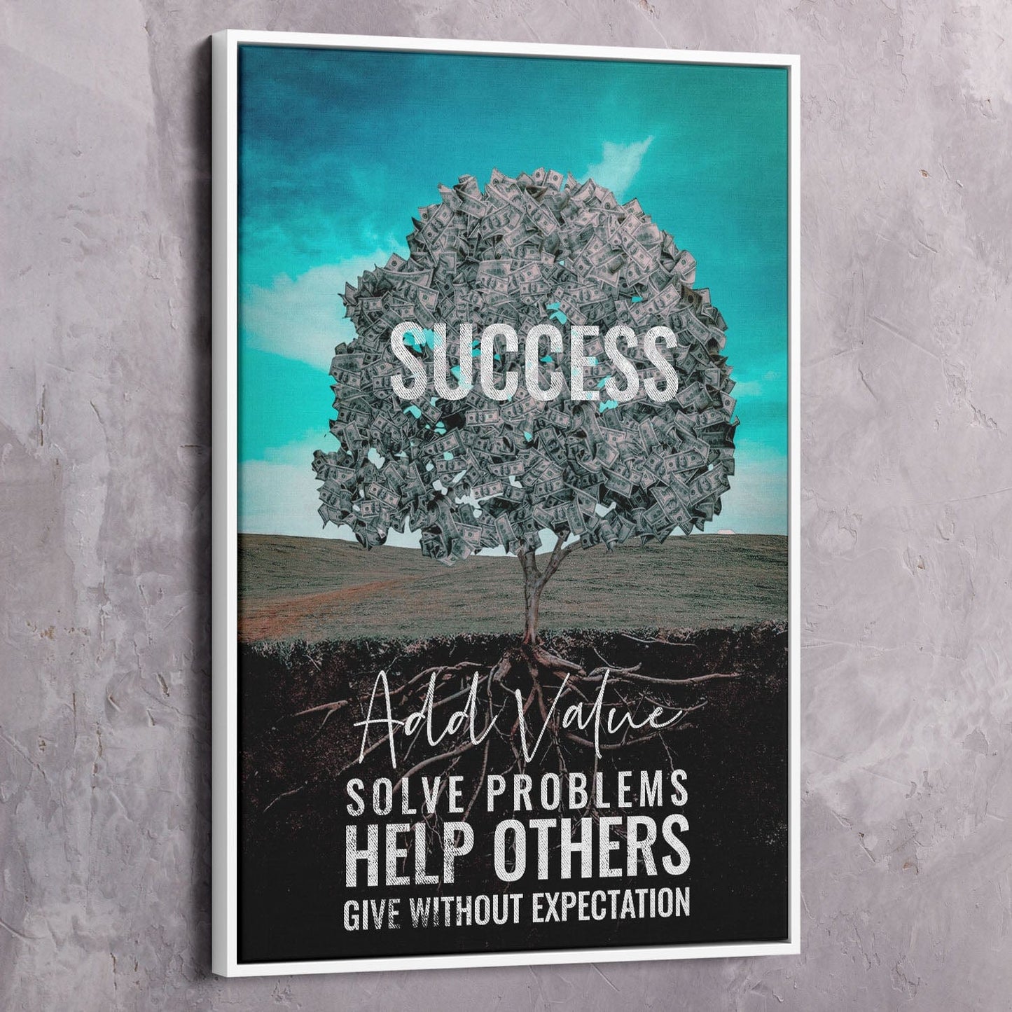 More Value More Success Tree Wall Art | Inspirational Wall Art Motivational Wall Art Quotes Office Art | Impaktiv Exclusive Canvas Art Portrait