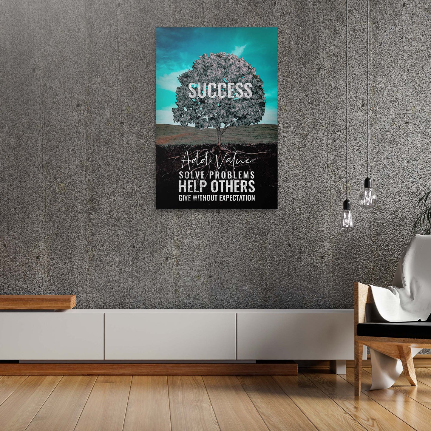 More Value More Success Tree Wall Art | Inspirational Wall Art Motivational Wall Art Quotes Office Art | Impaktiv Exclusive Canvas Art Portrait