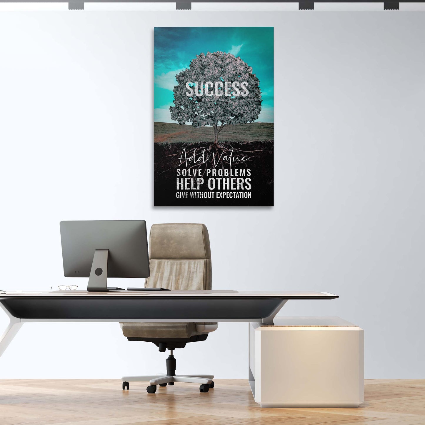 More Value More Success Tree Wall Art | Inspirational Wall Art Motivational Wall Art Quotes Office Art | Impaktiv Exclusive Canvas Art Portrait