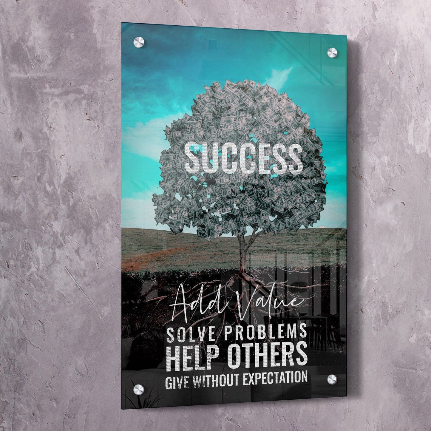 More Value More Success Tree Wall Art | Inspirational Wall Art Motivational Wall Art Quotes Office Art | Impaktiv Exclusive Canvas Art Portrait