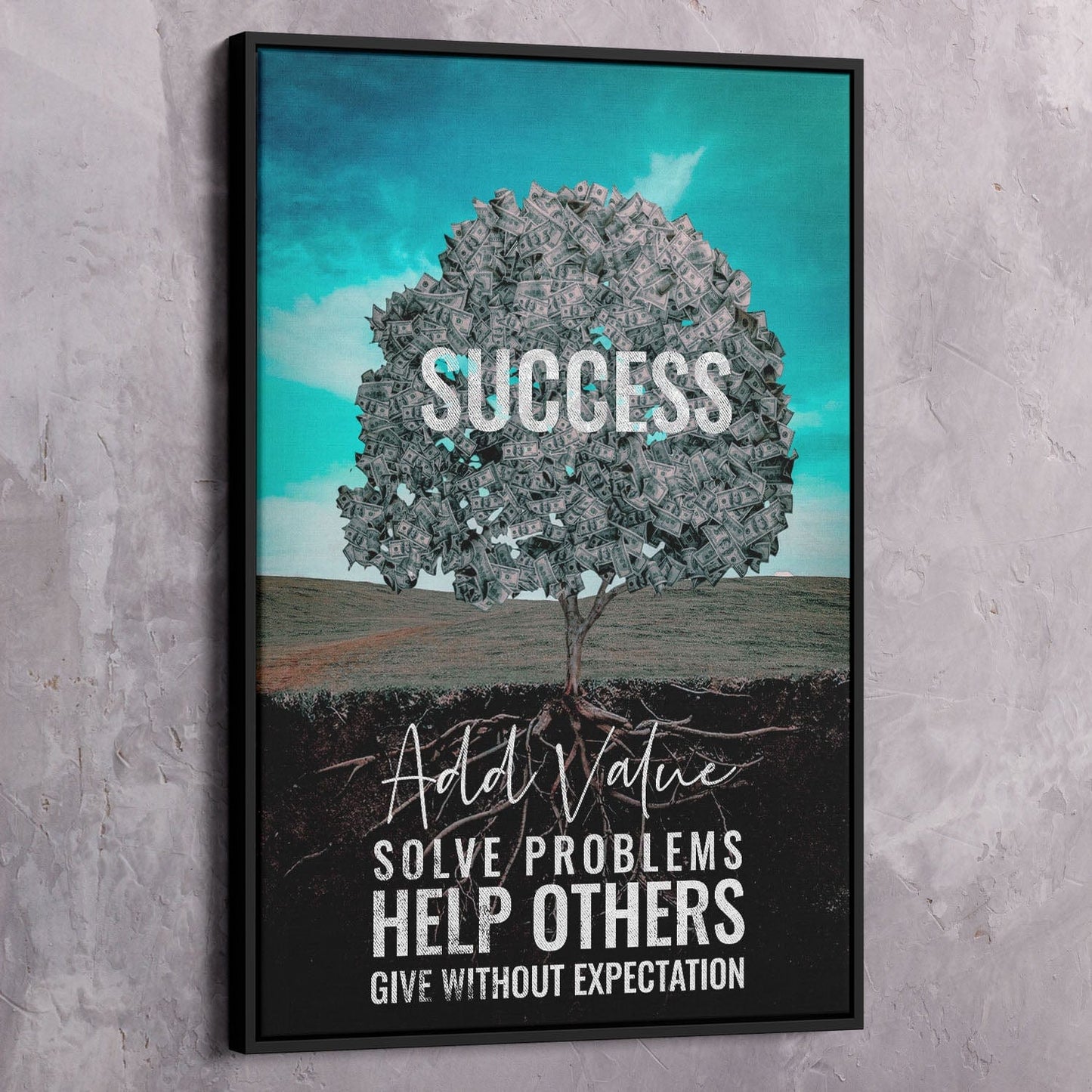 More Value More Success Tree Wall Art | Inspirational Wall Art Motivational Wall Art Quotes Office Art | Impaktiv Exclusive Canvas Art Portrait