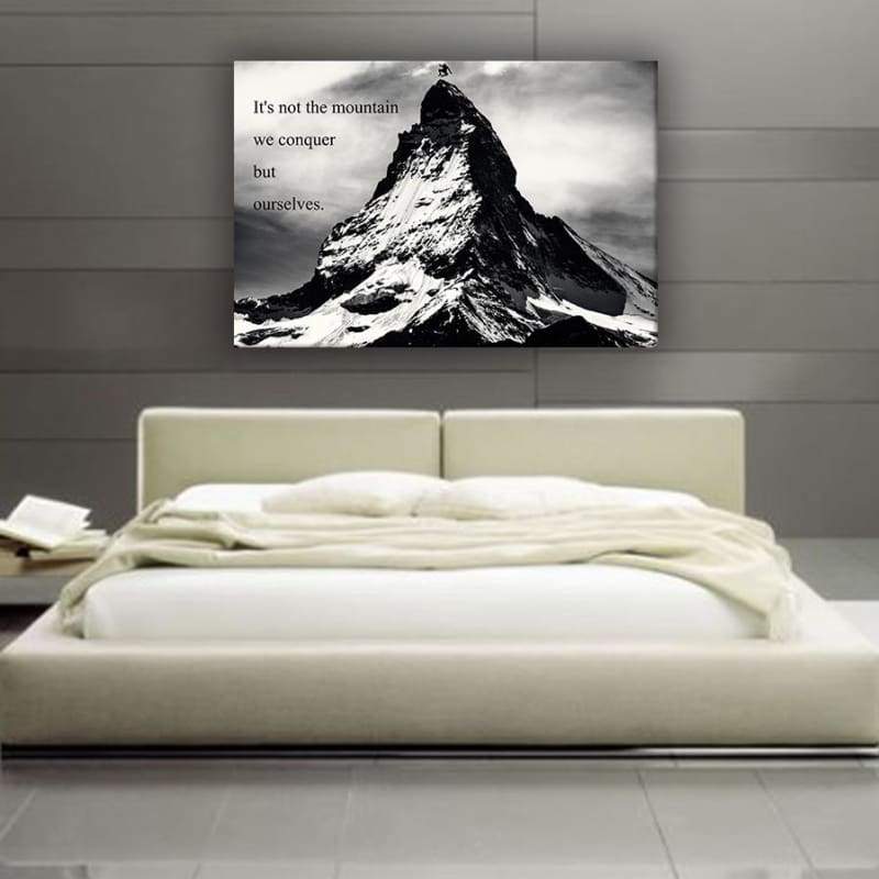 Mountain Conquer Wall Art | Inspirational Wall Art Motivational Wall Art Quotes Office Art | Impaktiv Exclusive Canvas Art Landscape