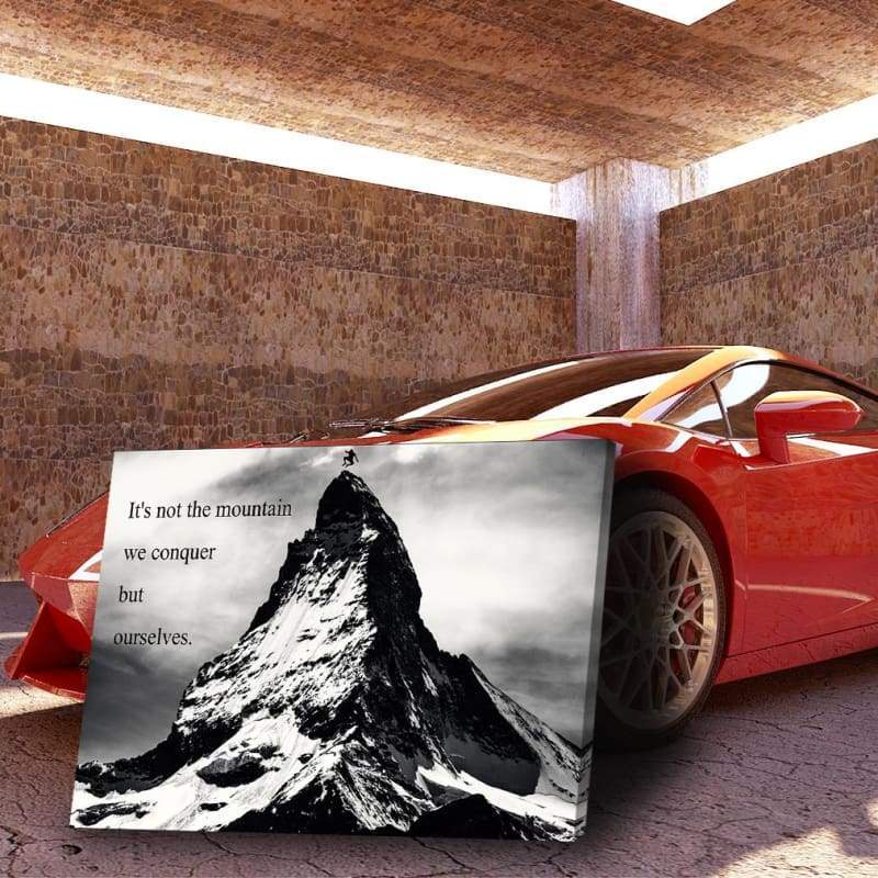 Mountain Conquer Wall Art | Inspirational Wall Art Motivational Wall Art Quotes Office Art | Impaktiv Exclusive Canvas Art Landscape