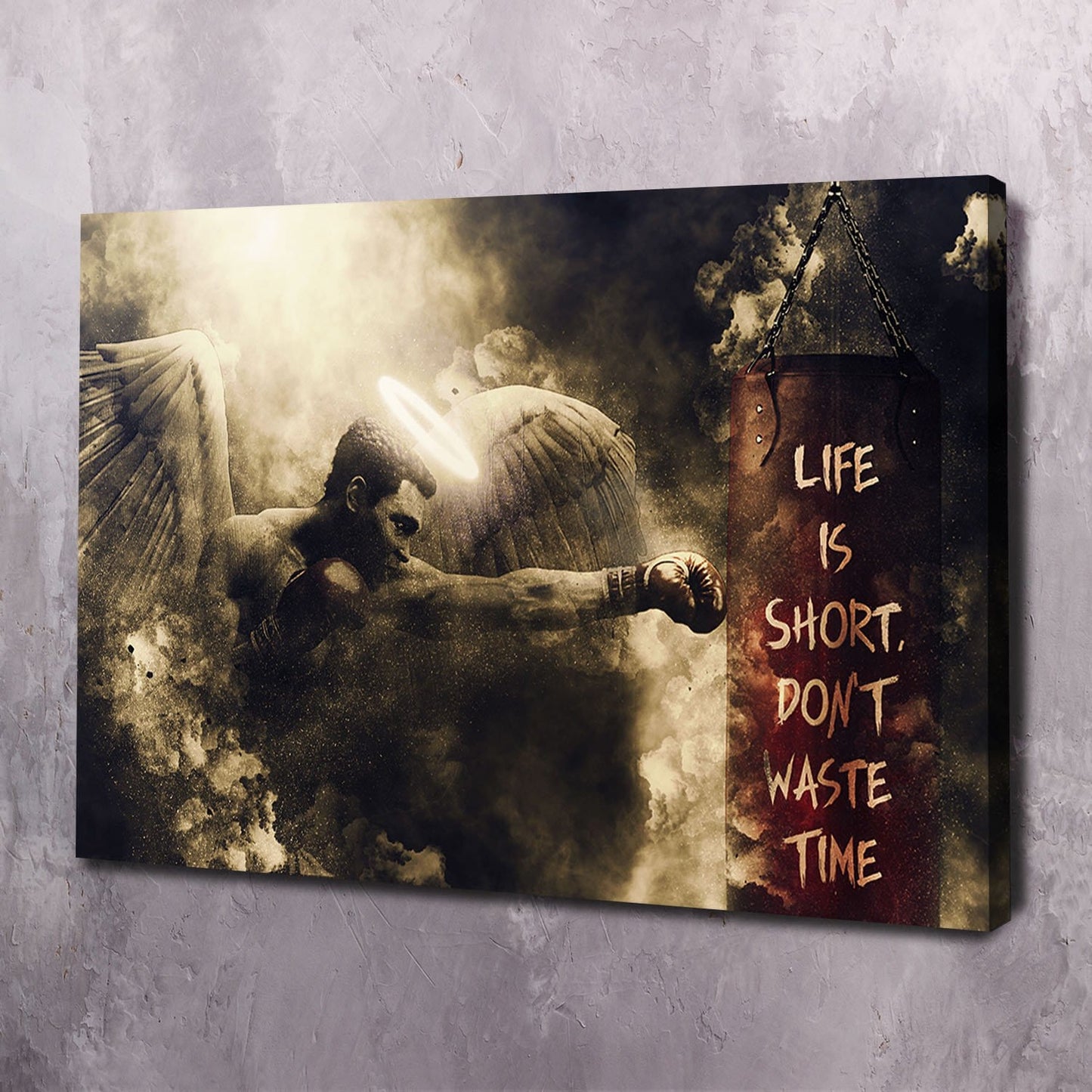 Muhammad Ali Angel - Don't Waste Life Wall Art | Inspirational Wall Art Motivational Wall Art Quotes Office Art | Impaktiv Exclusive Canvas Art Landscape