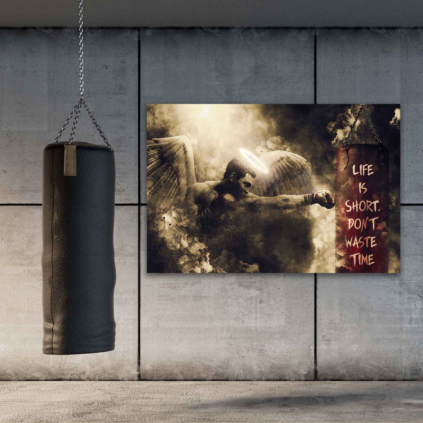 Muhammad Ali Angel - Don't Waste Life Wall Art | Inspirational Wall Art Motivational Wall Art Quotes Office Art | Impaktiv Exclusive Canvas Art Landscape
