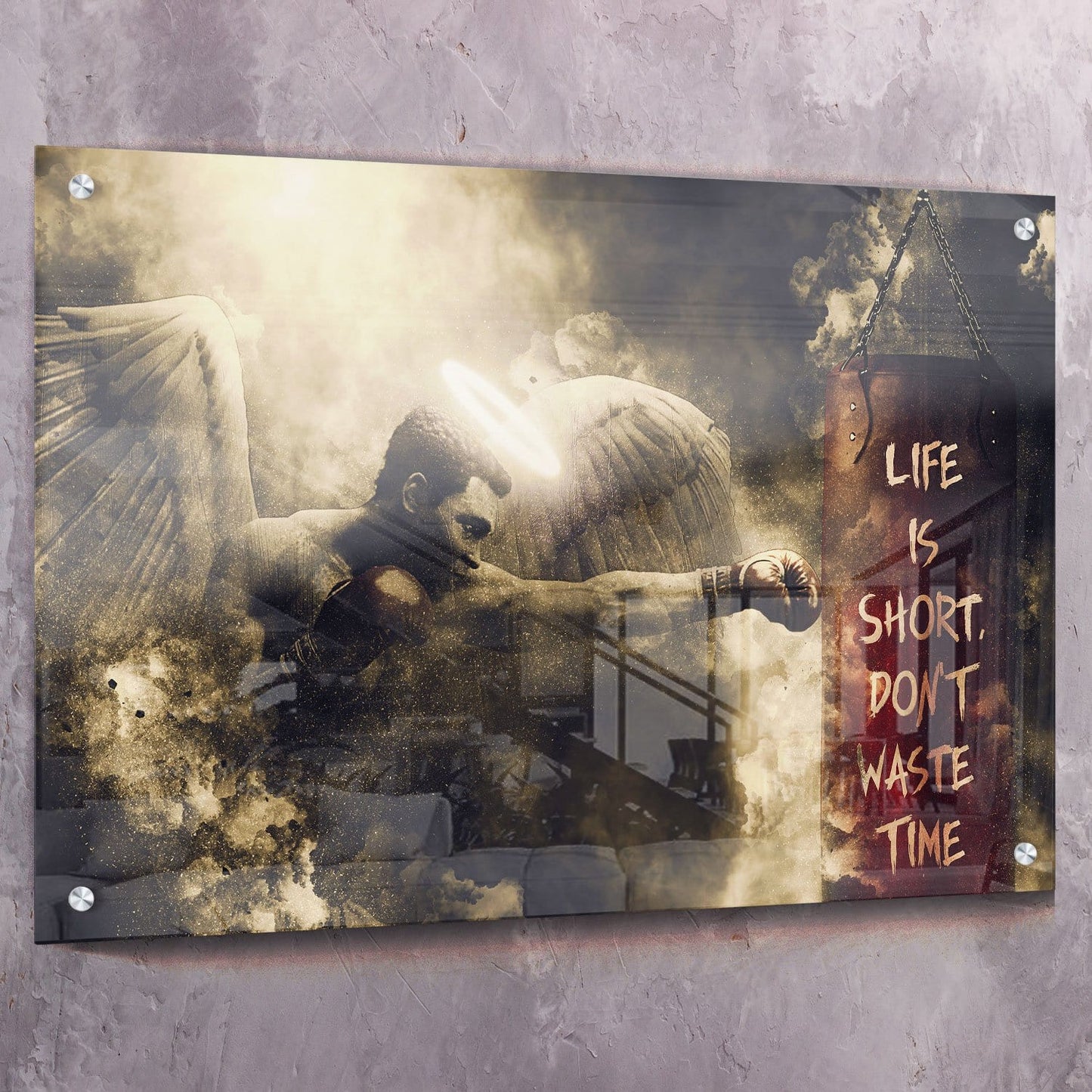 Muhammad Ali Angel - Don't Waste Life Wall Art | Inspirational Wall Art Motivational Wall Art Quotes Office Art | Impaktiv Exclusive Canvas Art Landscape