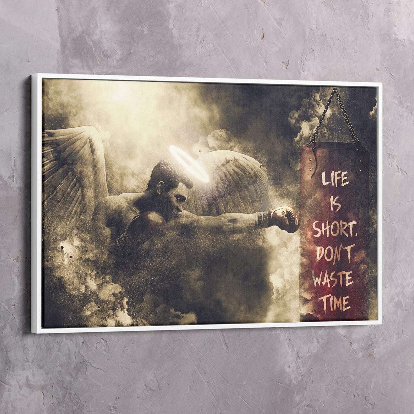 Muhammad Ali Angel - Don't Waste Life Wall Art | Inspirational Wall Art Motivational Wall Art Quotes Office Art | Impaktiv Exclusive Canvas Art Landscape