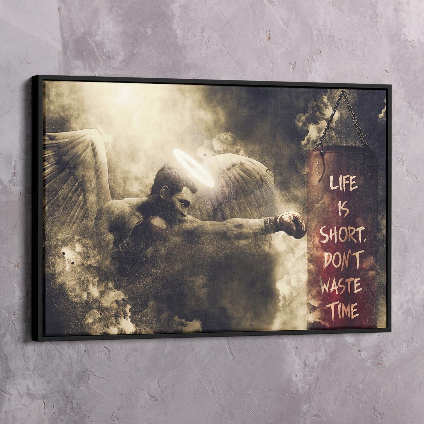 Muhammad Ali Angel - Don't Waste Life Wall Art | Inspirational Wall Art Motivational Wall Art Quotes Office Art | Impaktiv Exclusive Canvas Art Landscape