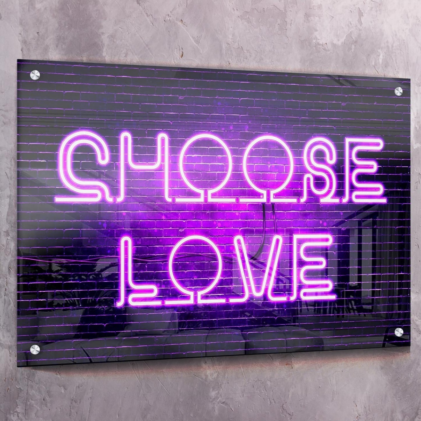 Neon Choose Love Wall Art | Inspirational Wall Art Motivational Wall Art Quotes Office Art | Impaktiv Exclusive Canvas Art Landscape