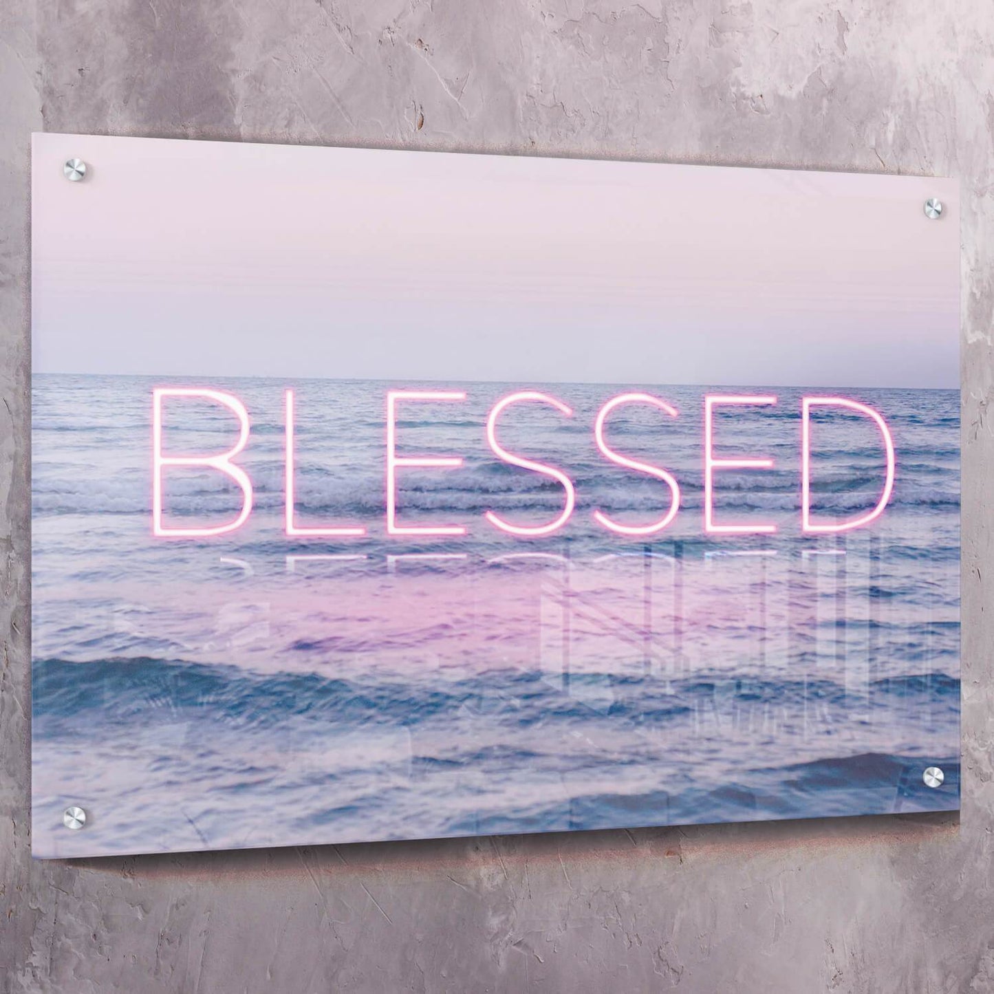 Neon Water - BLESSED Wall Art | Inspirational Wall Art Motivational Wall Art Quotes Office Art | Impaktiv Exclusive Canvas Art Landscape