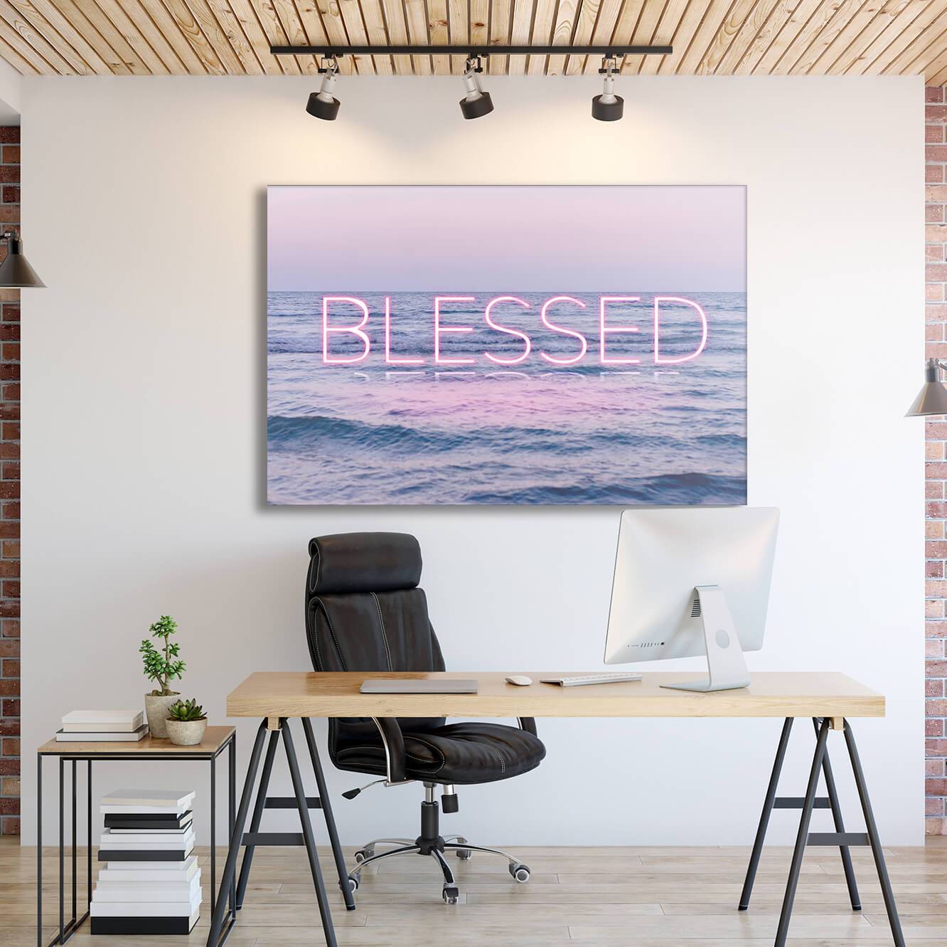 Neon Water - BLESSED Wall Art | Inspirational Wall Art Motivational Wall Art Quotes Office Art | Impaktiv Exclusive Canvas Art Landscape