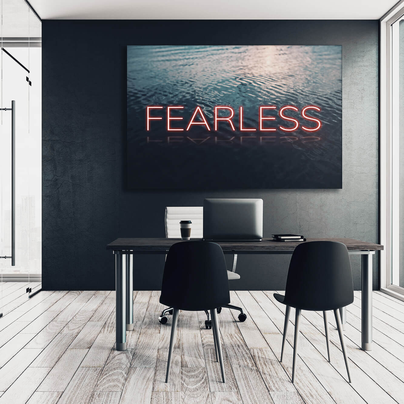 Neon Water - FEARLESS Wall Art | Inspirational Wall Art Motivational Wall Art Quotes Office Art | Impaktiv Exclusive Canvas Art Landscape