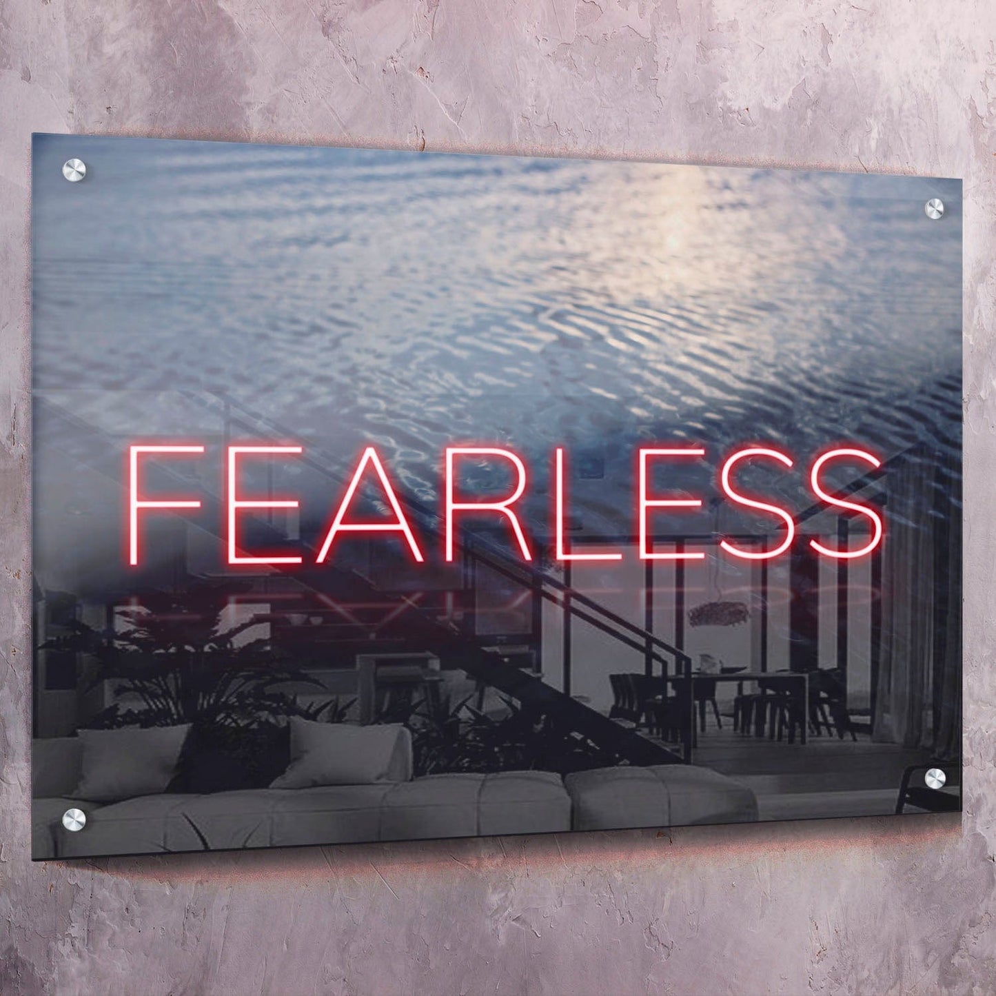 Neon Water - FEARLESS Wall Art | Inspirational Wall Art Motivational Wall Art Quotes Office Art | Impaktiv Exclusive Canvas Art Landscape